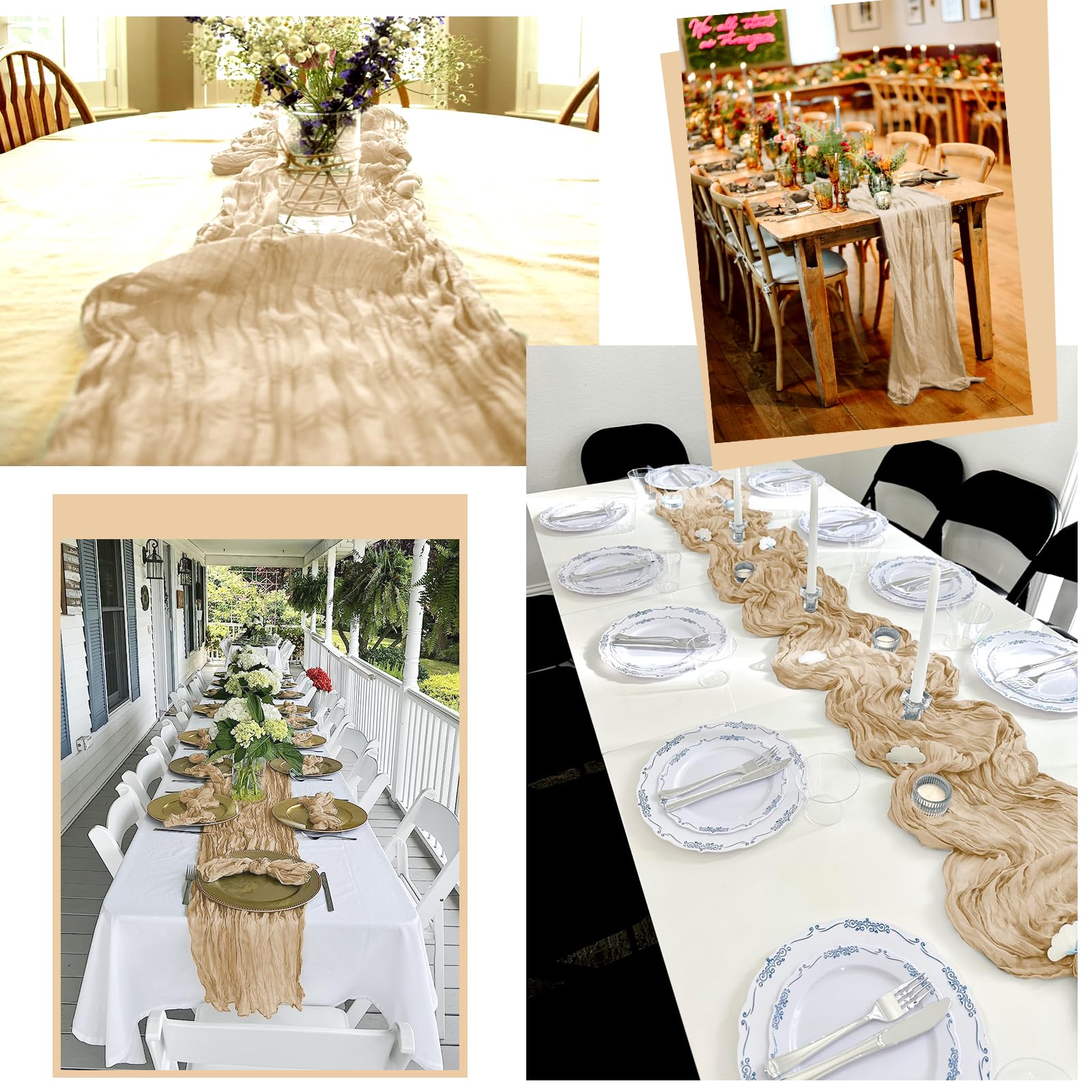 Rustic Gauze Cheesecloth Table Runner - Romantic Sheer Fabric