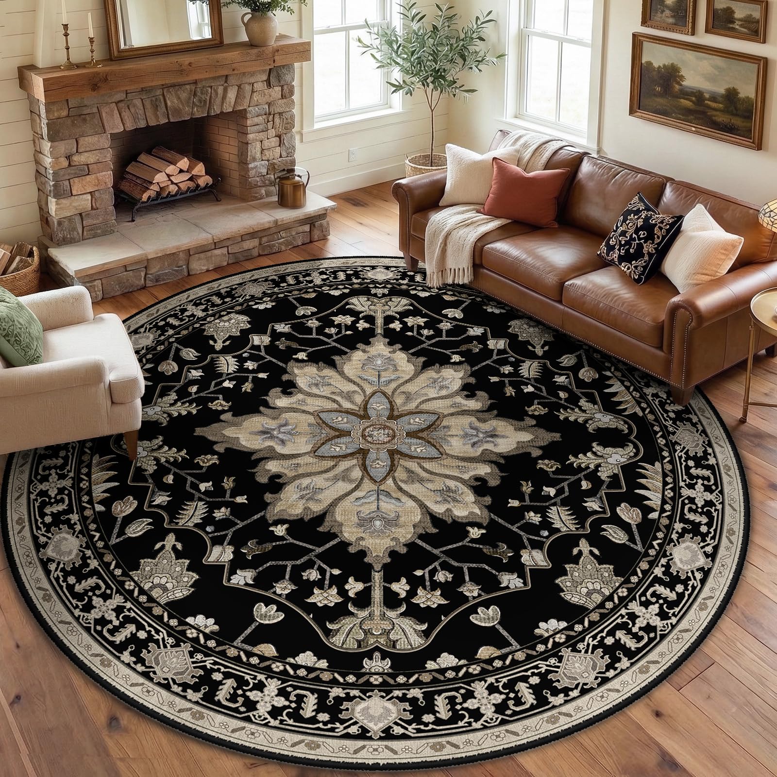 RELEANY Washable Floral Area Rug