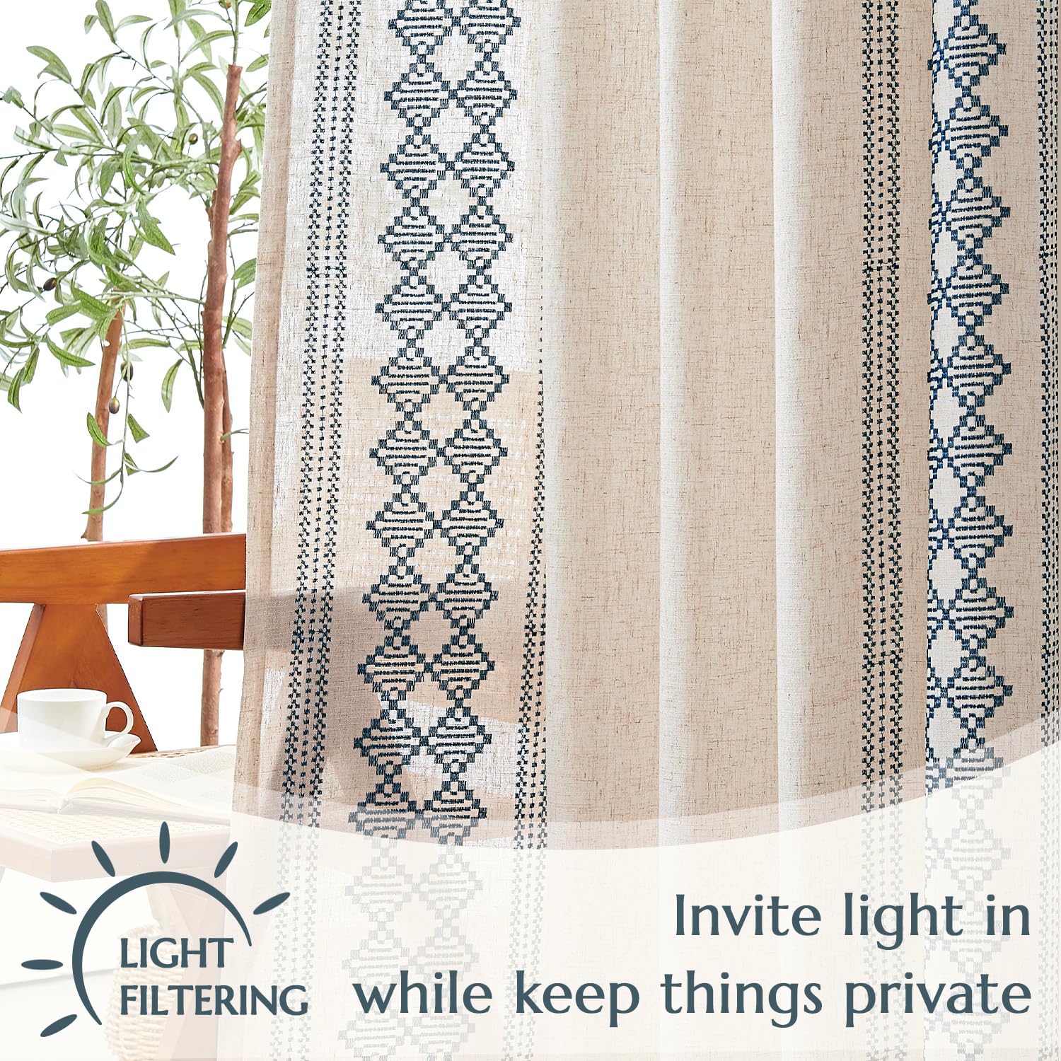 jinchan Embroidered Boho Curtains