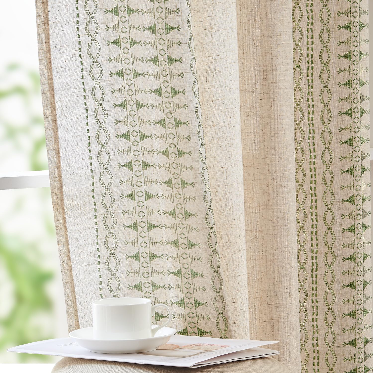 jinchan Embroidered Boho Curtains