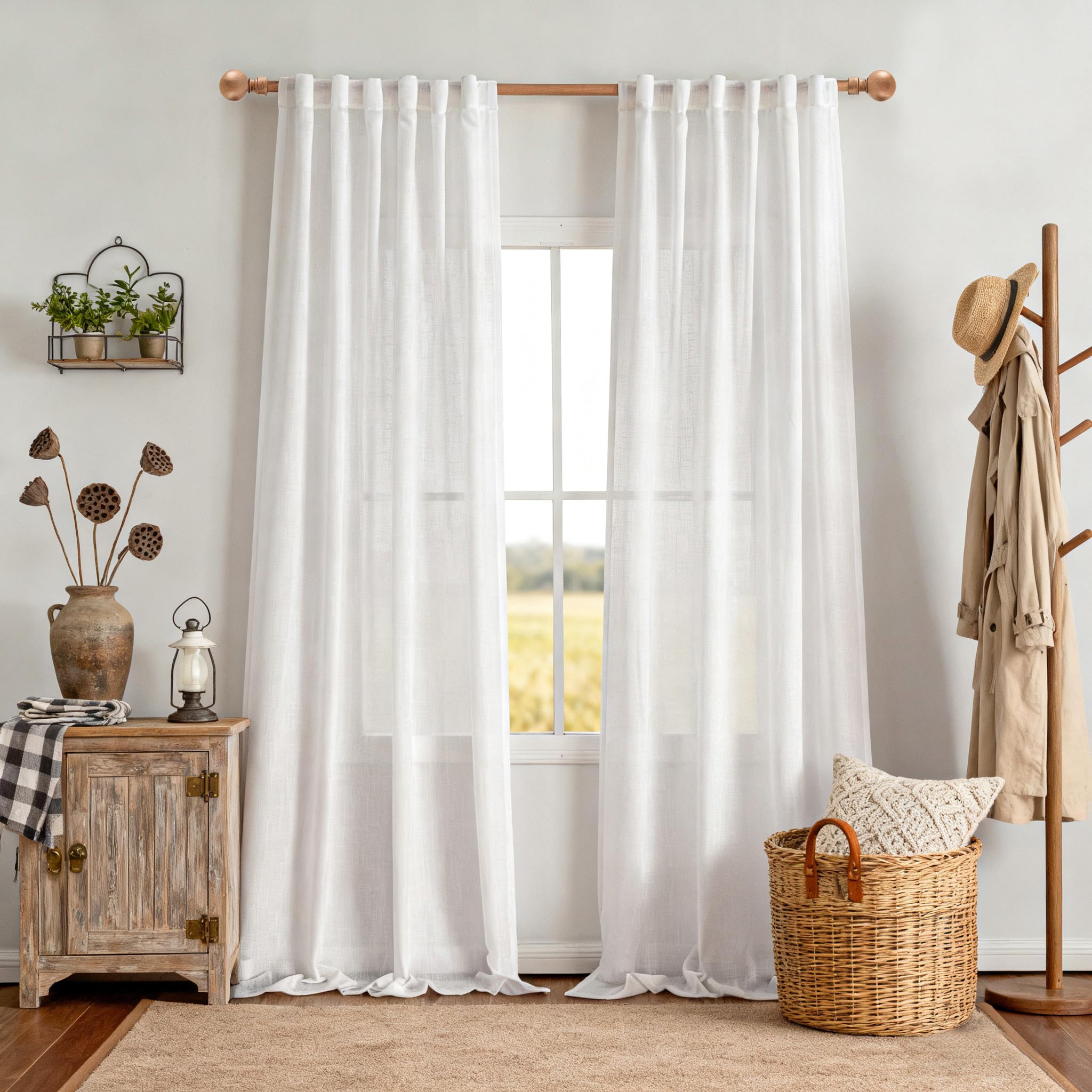 MYSKY HOME Semi Sheer Boho Curtains
