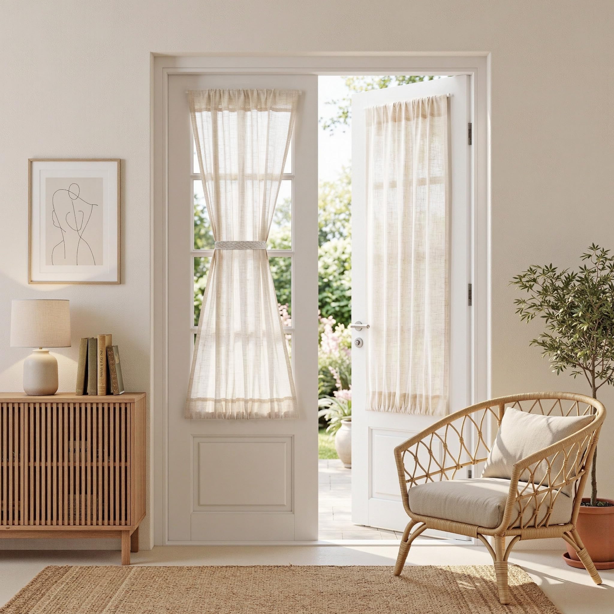 MYSKY HOME Semi Sheer Boho Curtains