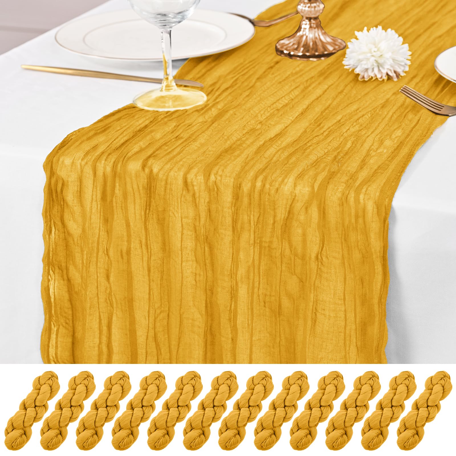 Rustic Gauze Cheesecloth Table Runner - Romantic Sheer Fabric