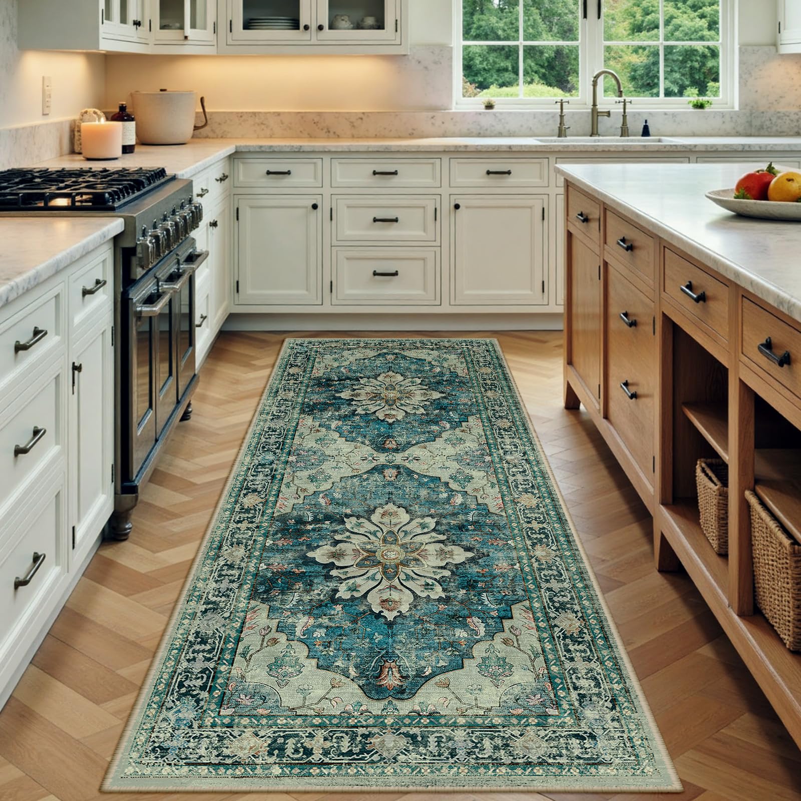 RELEANY Washable Floral Area Rug