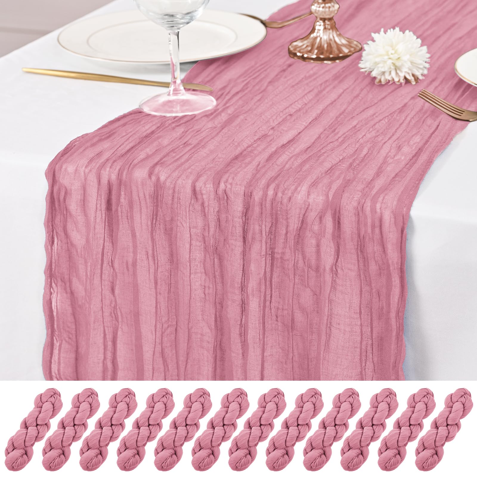 Rustic Gauze Cheesecloth Table Runner - Romantic Sheer Fabric