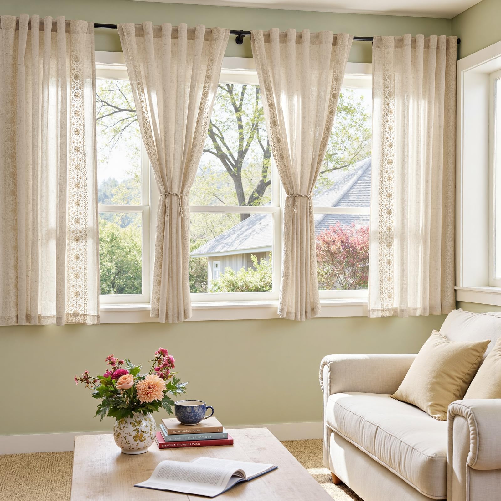 jinchan Embroidered Boho Curtains