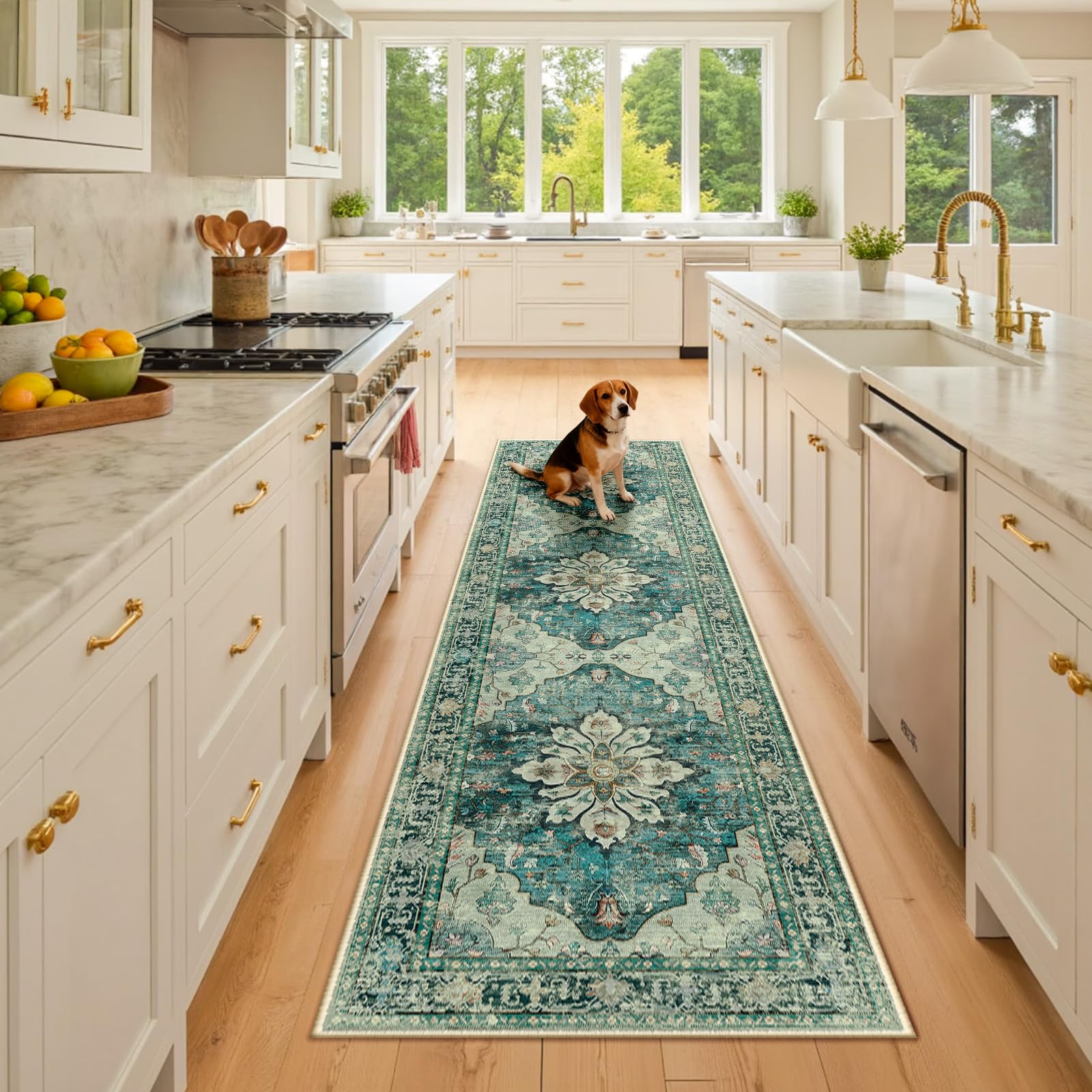 RELEANY Washable Floral Area Rug