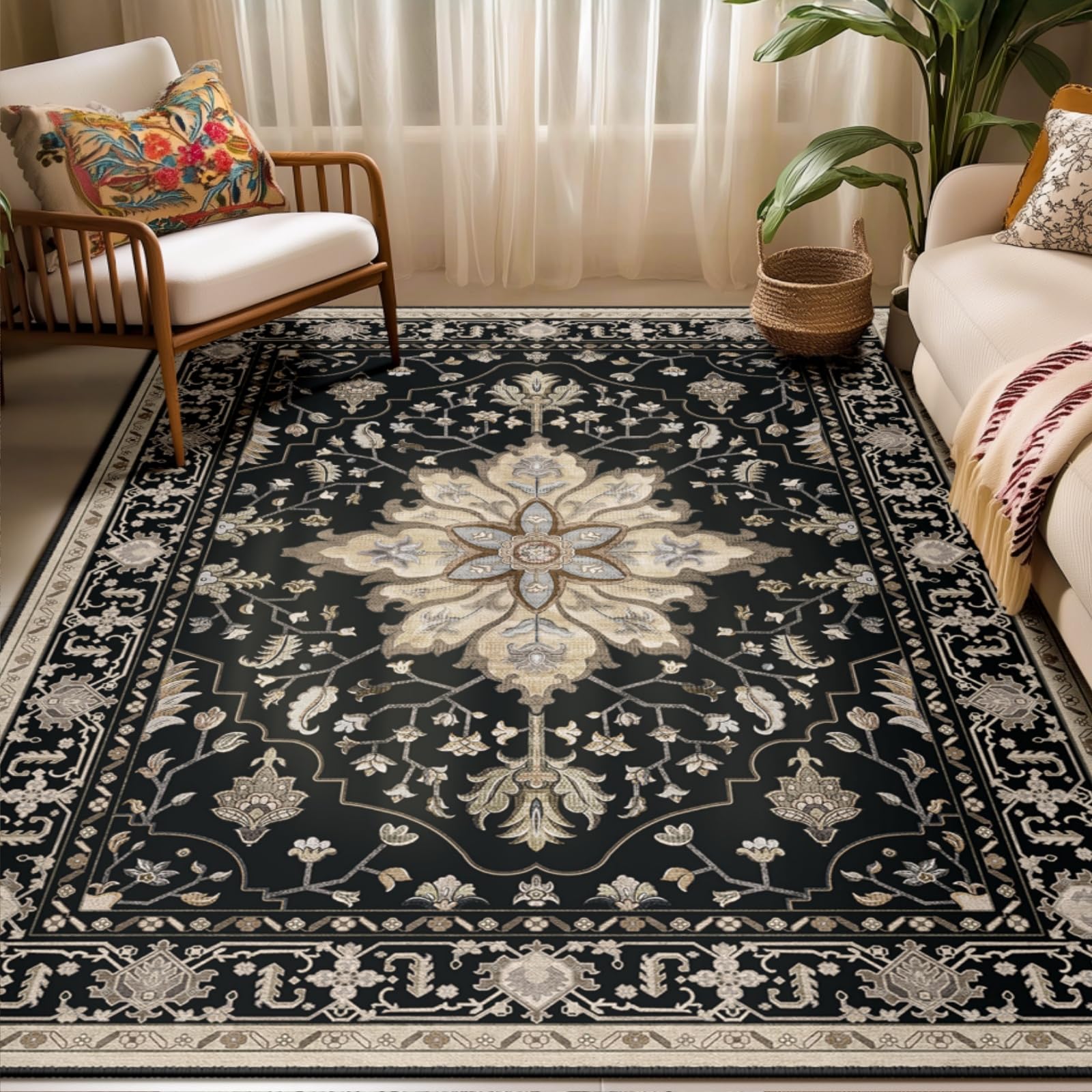 RELEANY Washable Floral Area Rug