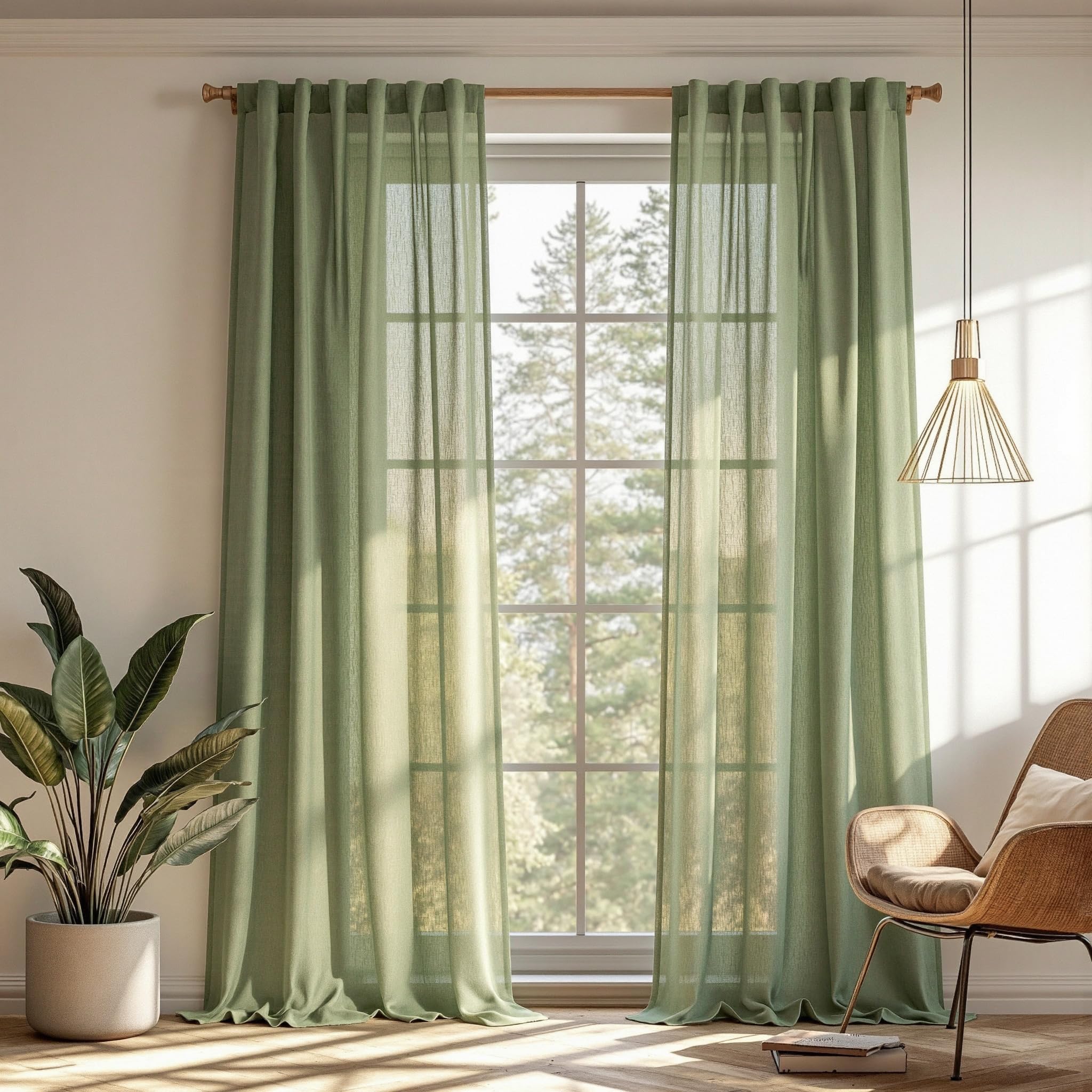 MYSKY HOME Semi Sheer Boho Curtains