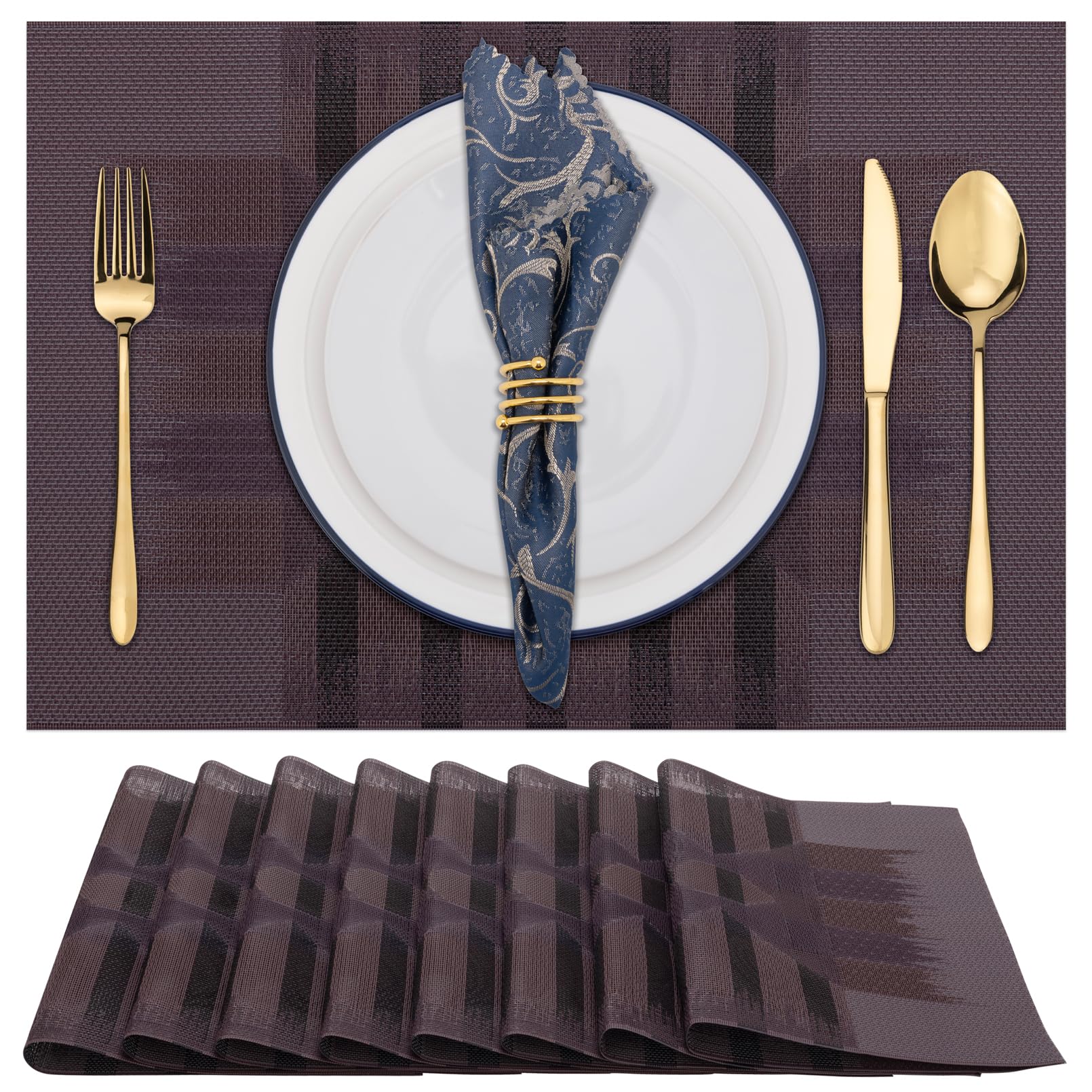 Winknowl Woven Vinyl Placemats Set of 8
