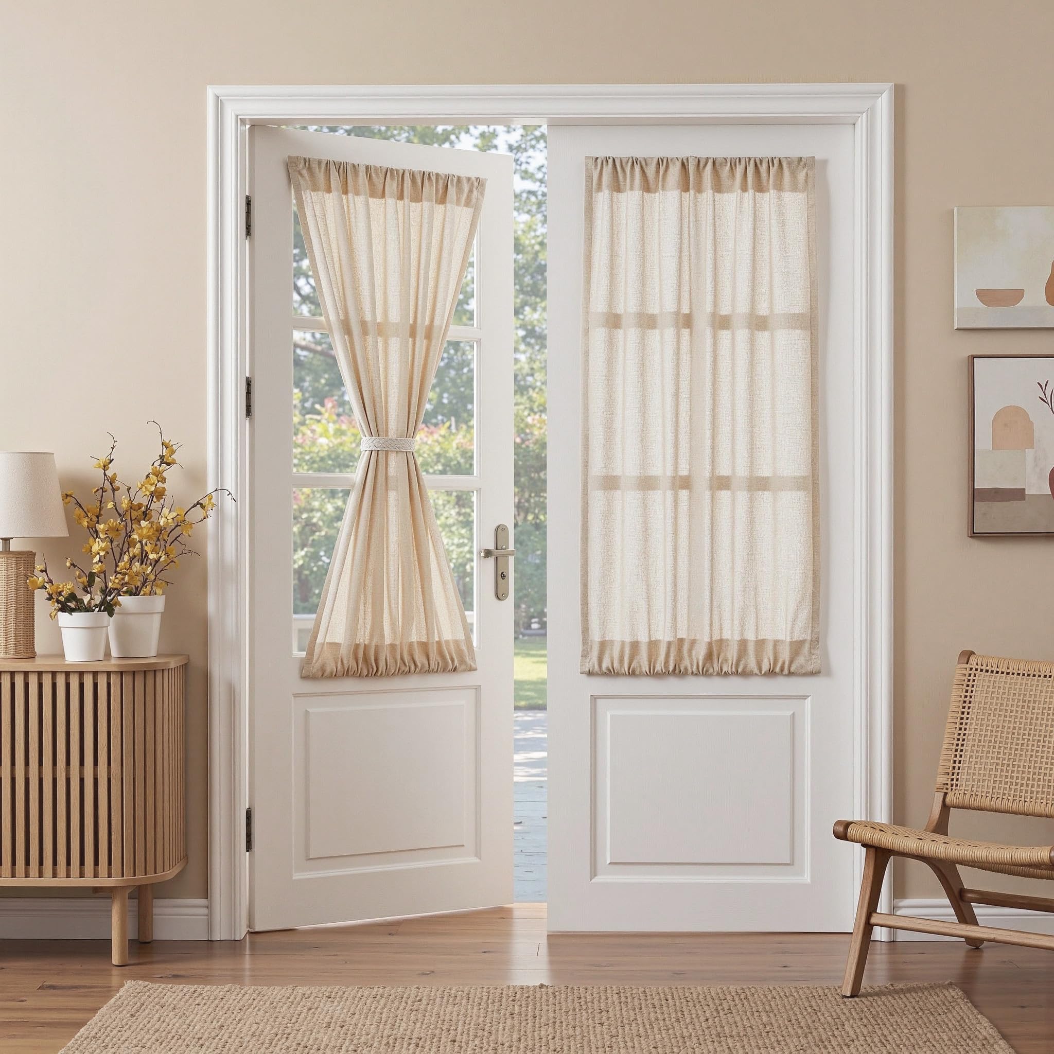 MYSKY HOME Semi Sheer Boho Curtains