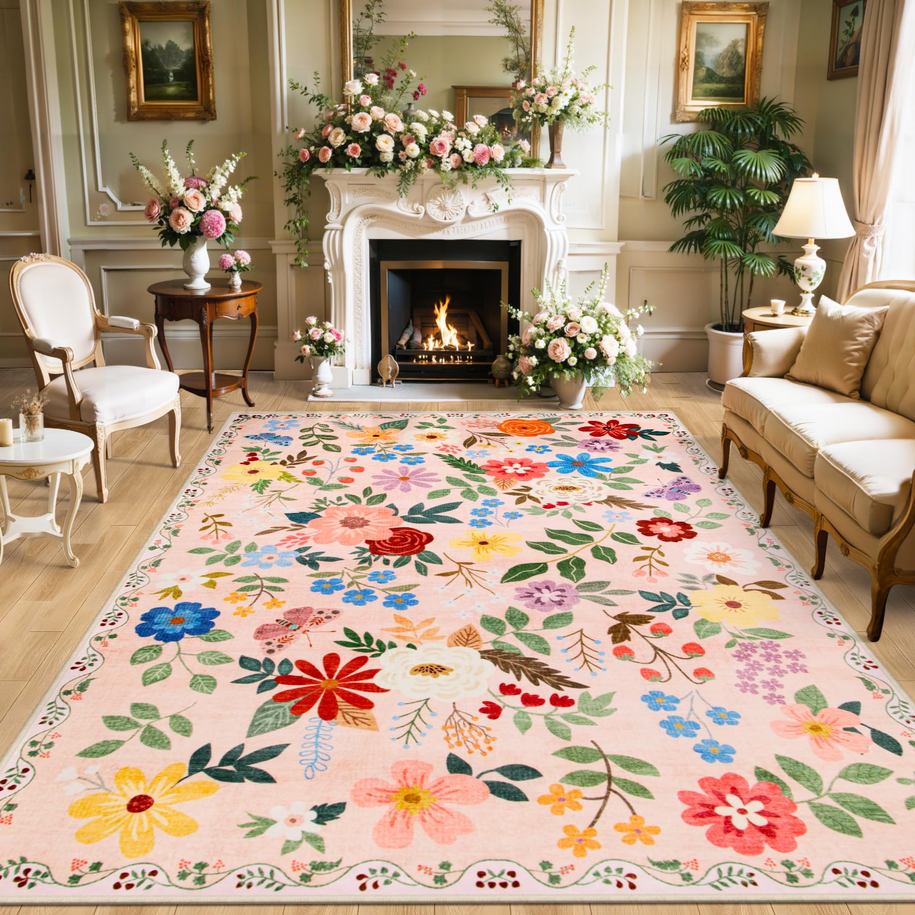 Vintage Boho Washable Area Rug
