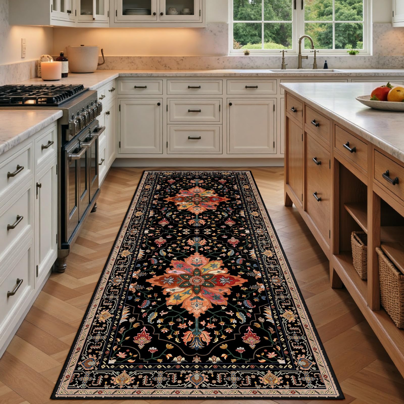 RELEANY Washable Floral Area Rug
