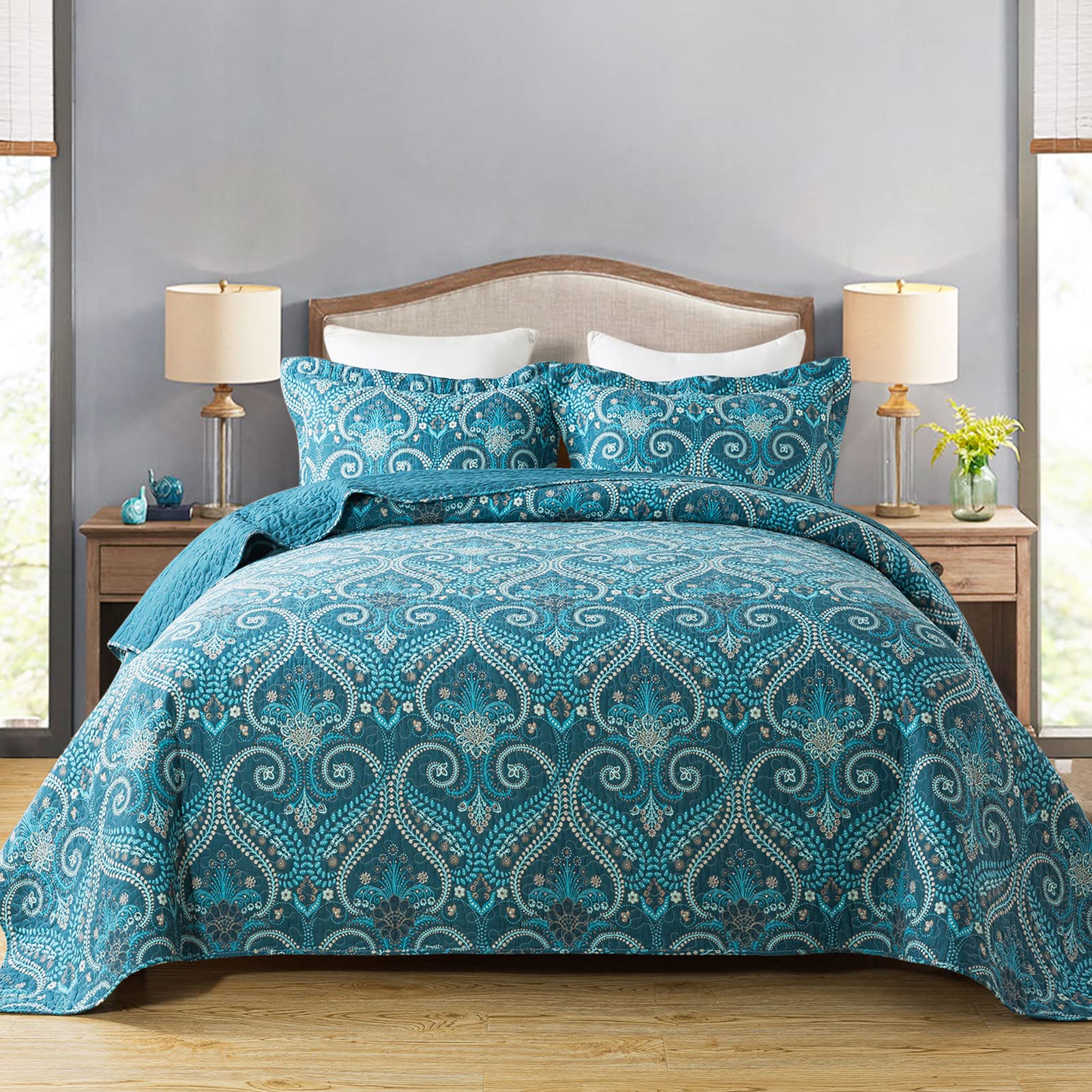 Travan Floral Quilt Set 3-Piece