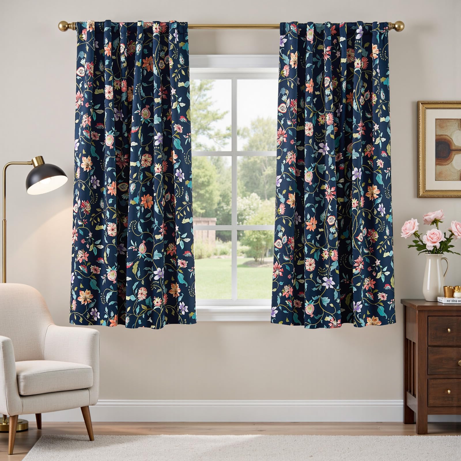 jinchan Boho Floral Blackout Curtains