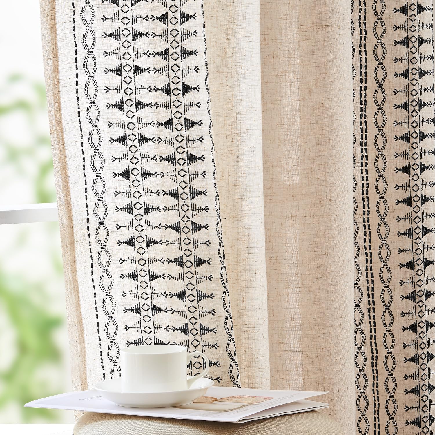 jinchan Embroidered Boho Curtains