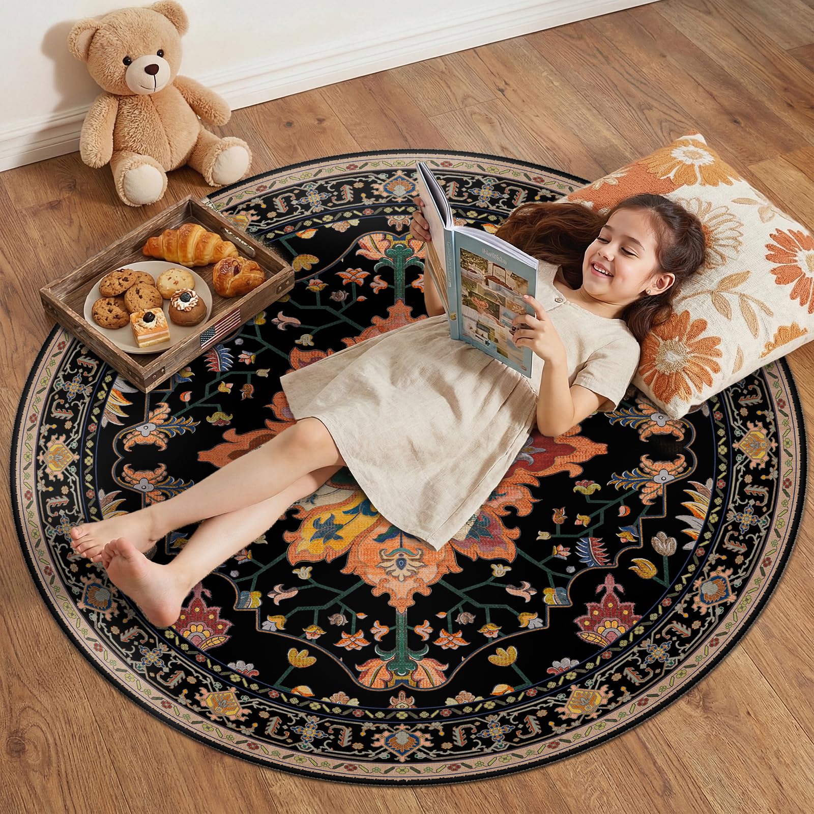 RELEANY Washable Floral Area Rug