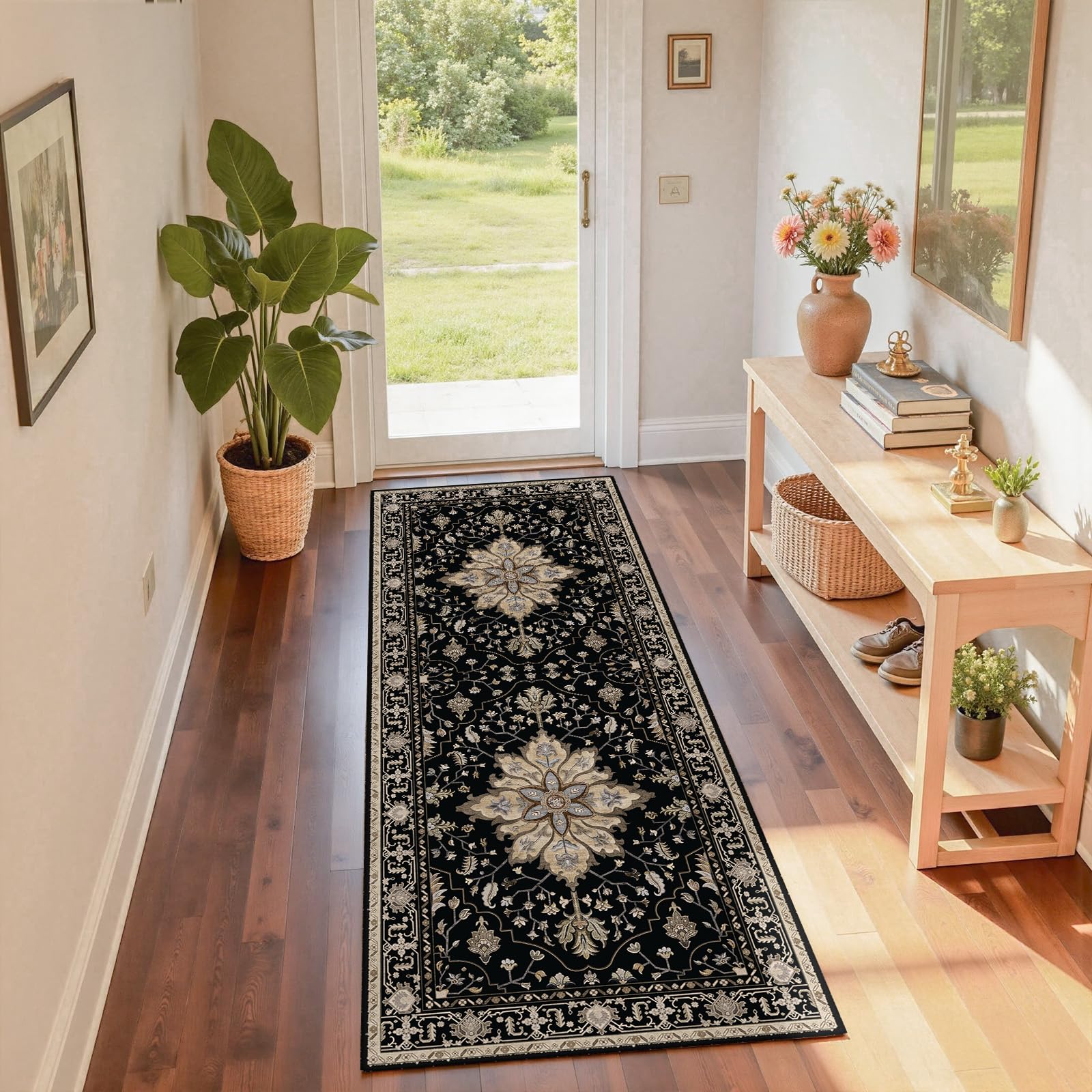 RELEANY Washable Floral Area Rug