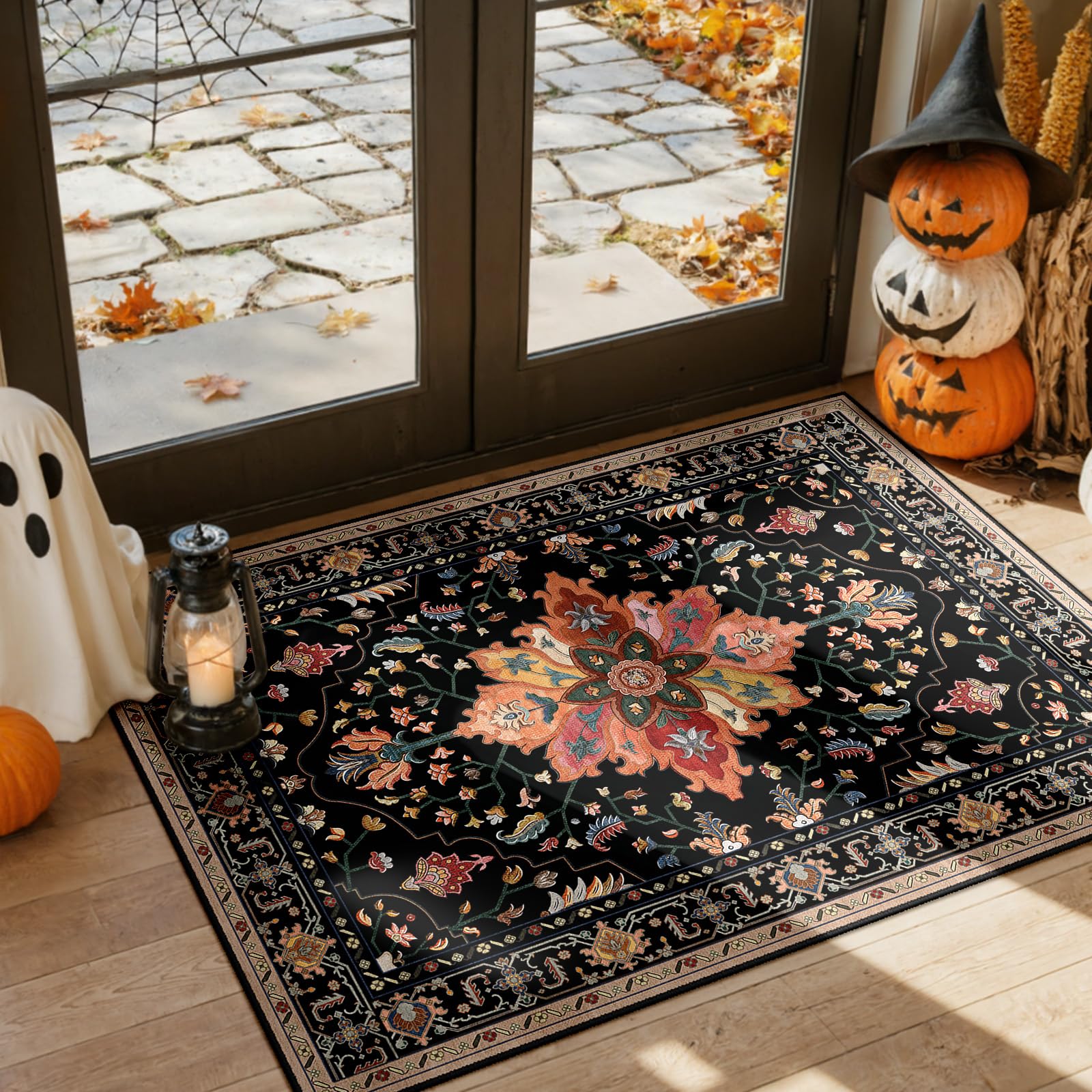 RELEANY Washable Floral Area Rug