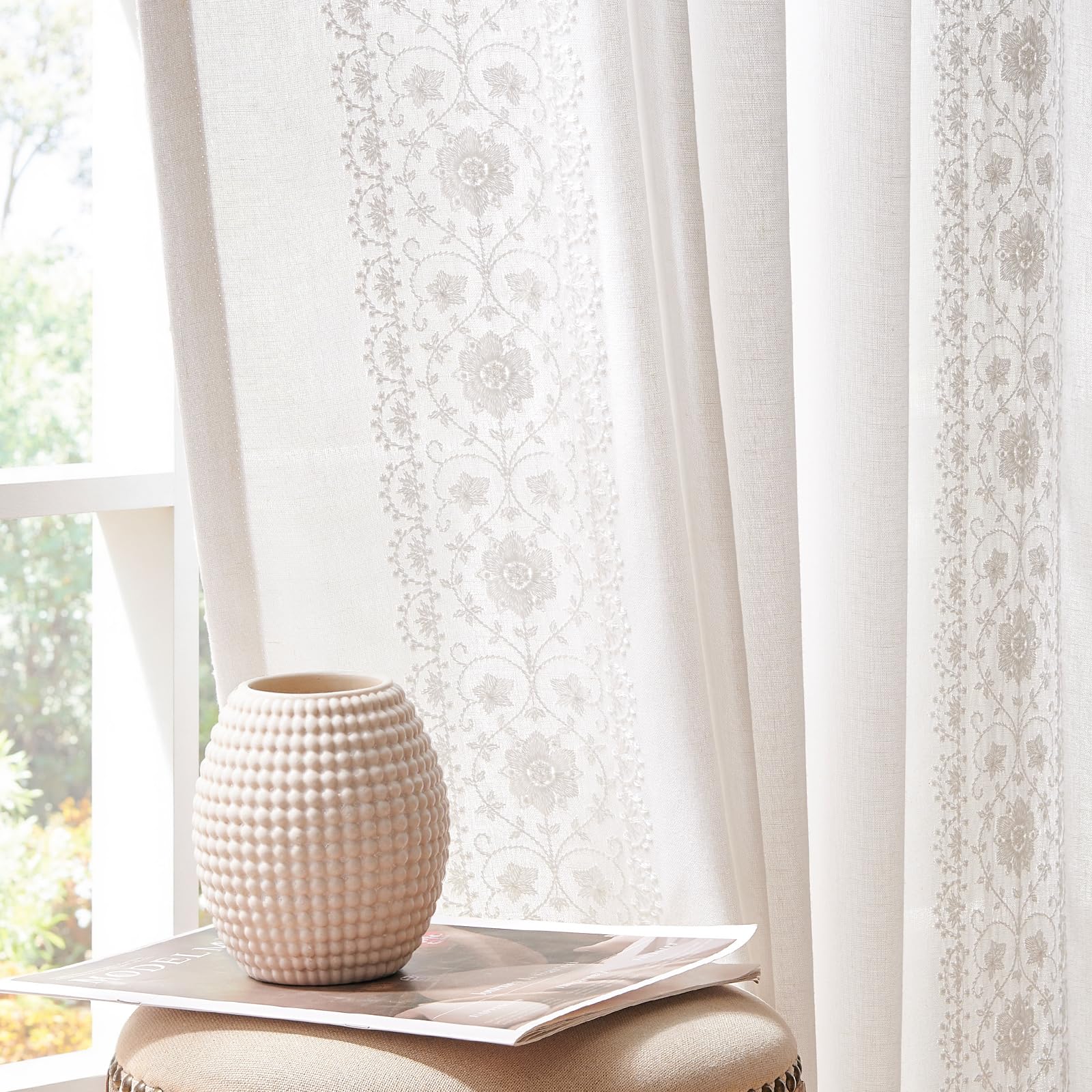 jinchan Embroidered Boho Curtains
