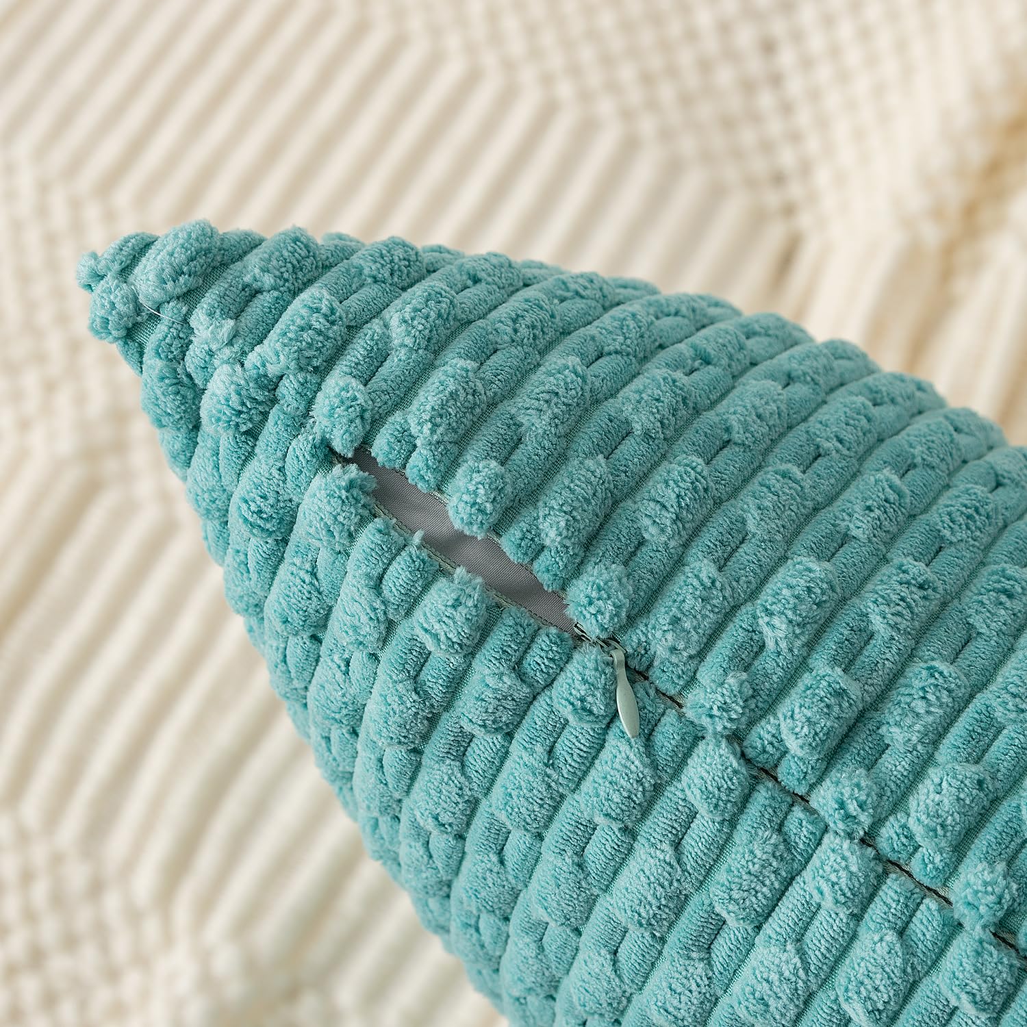 Kevin Textile Solid Decorative Boho Striped Corduroy Throw Pillow Covers