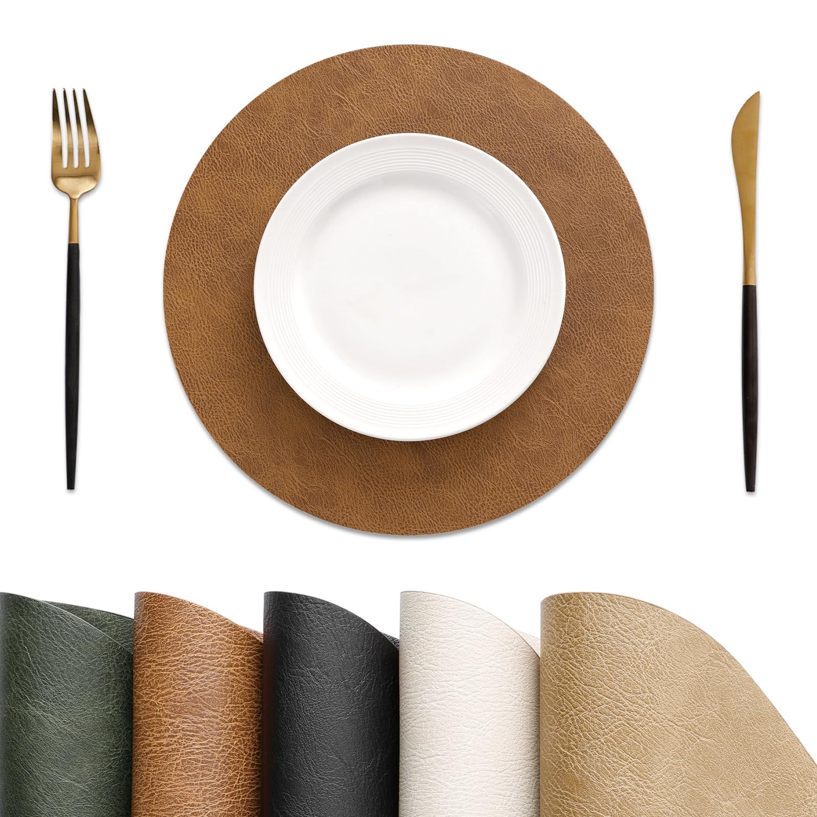 MOSAYT Faux Leather Placemats Set