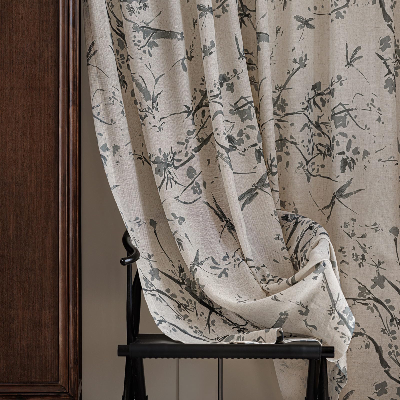 UOOSIN Floral Semi Sheer Curtains