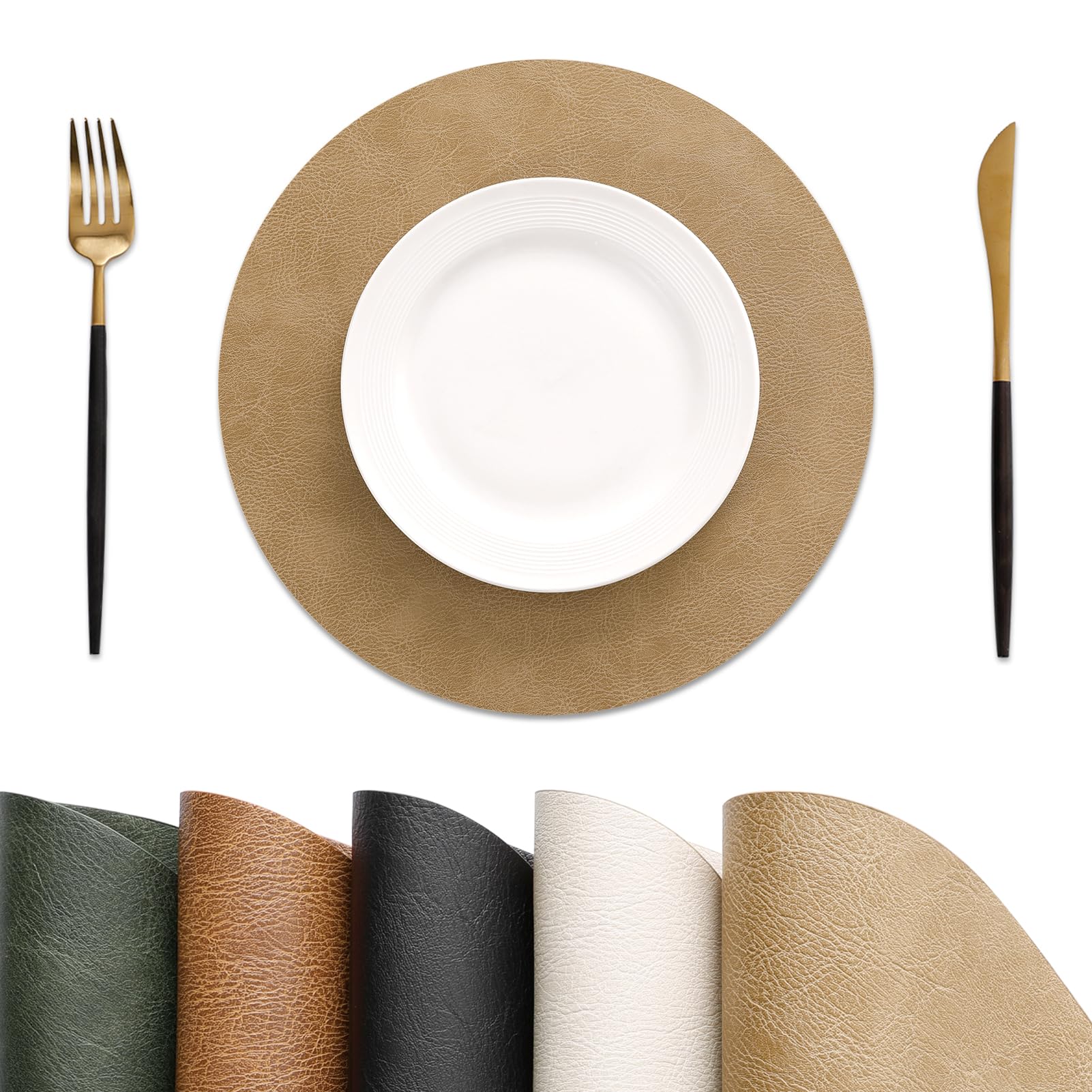 MOSAYT Faux Leather Placemats Set