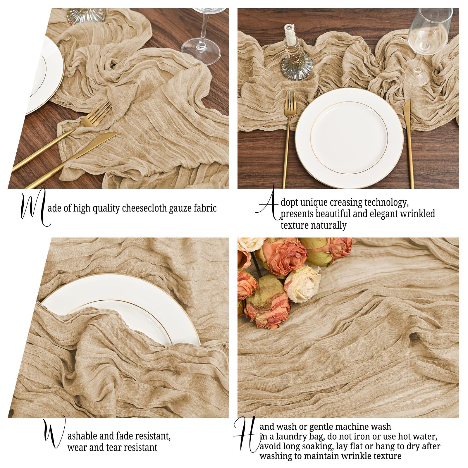 Rustic Gauze Cheesecloth Table Runner - Romantic Sheer Fabric