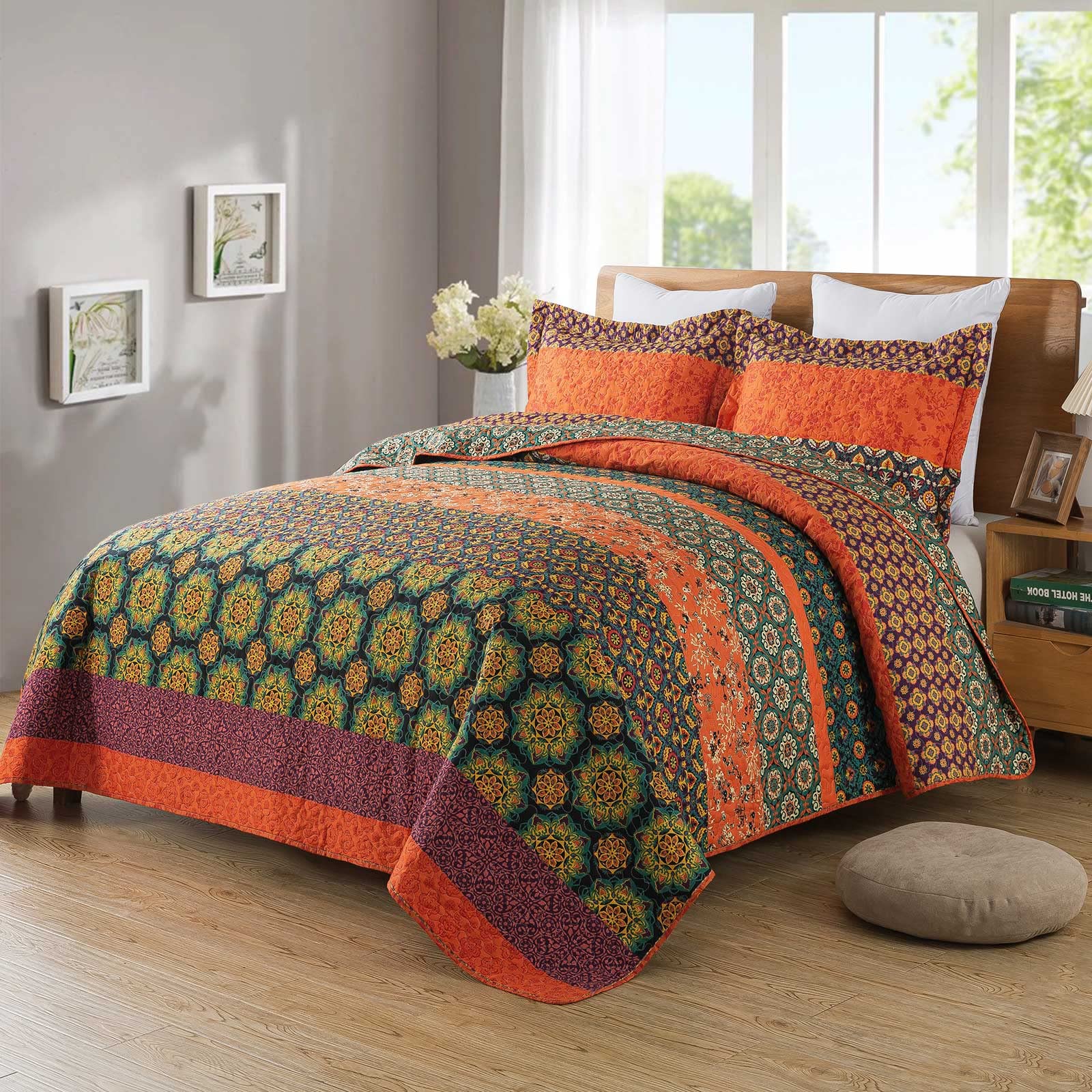 Travan Floral Quilt Set 3-Piece