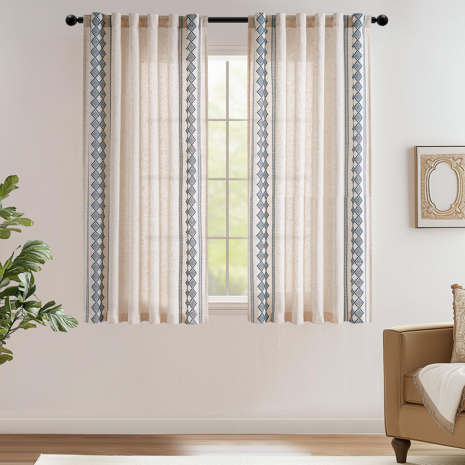 jinchan Embroidered Boho Curtains