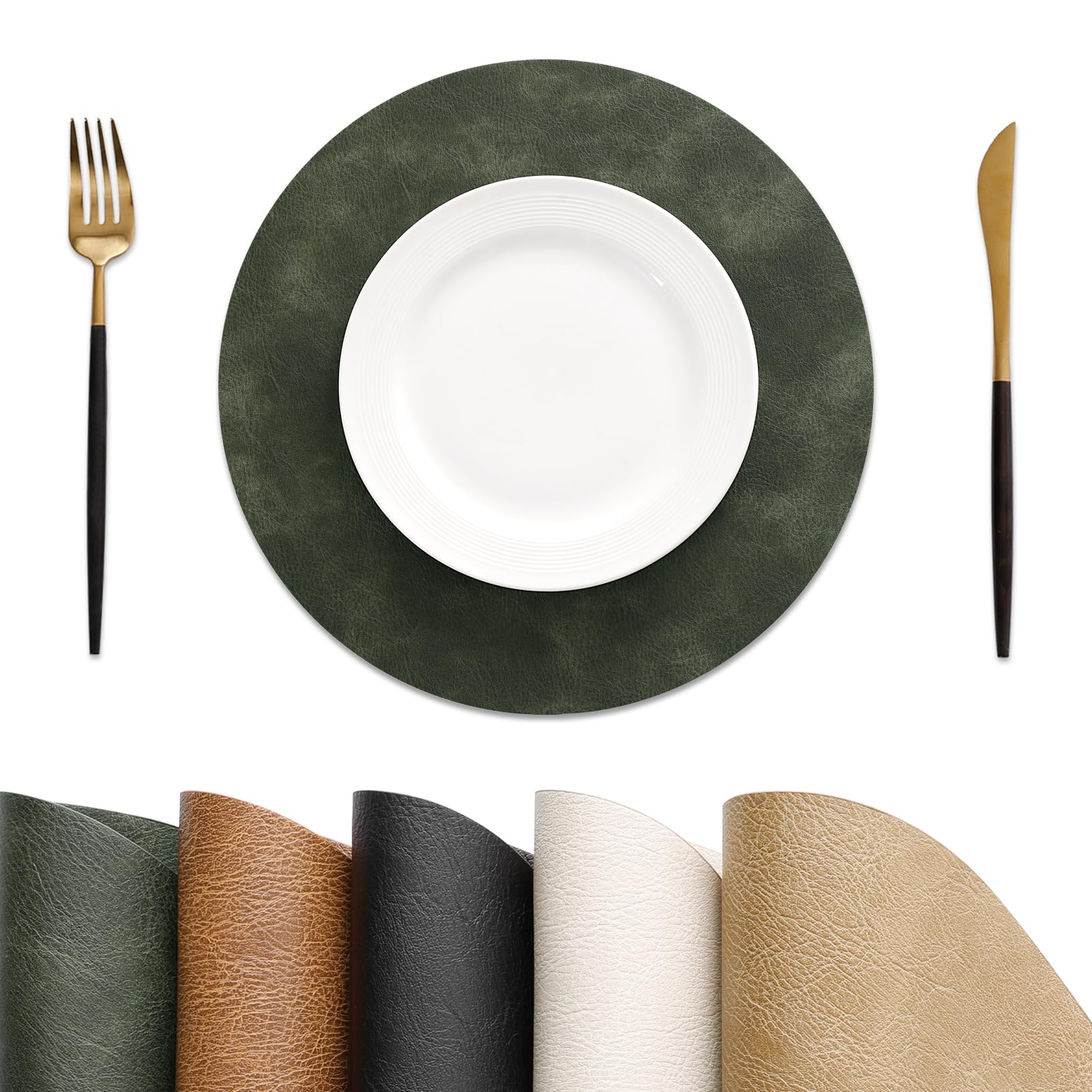 MOSAYT Faux Leather Placemats Set