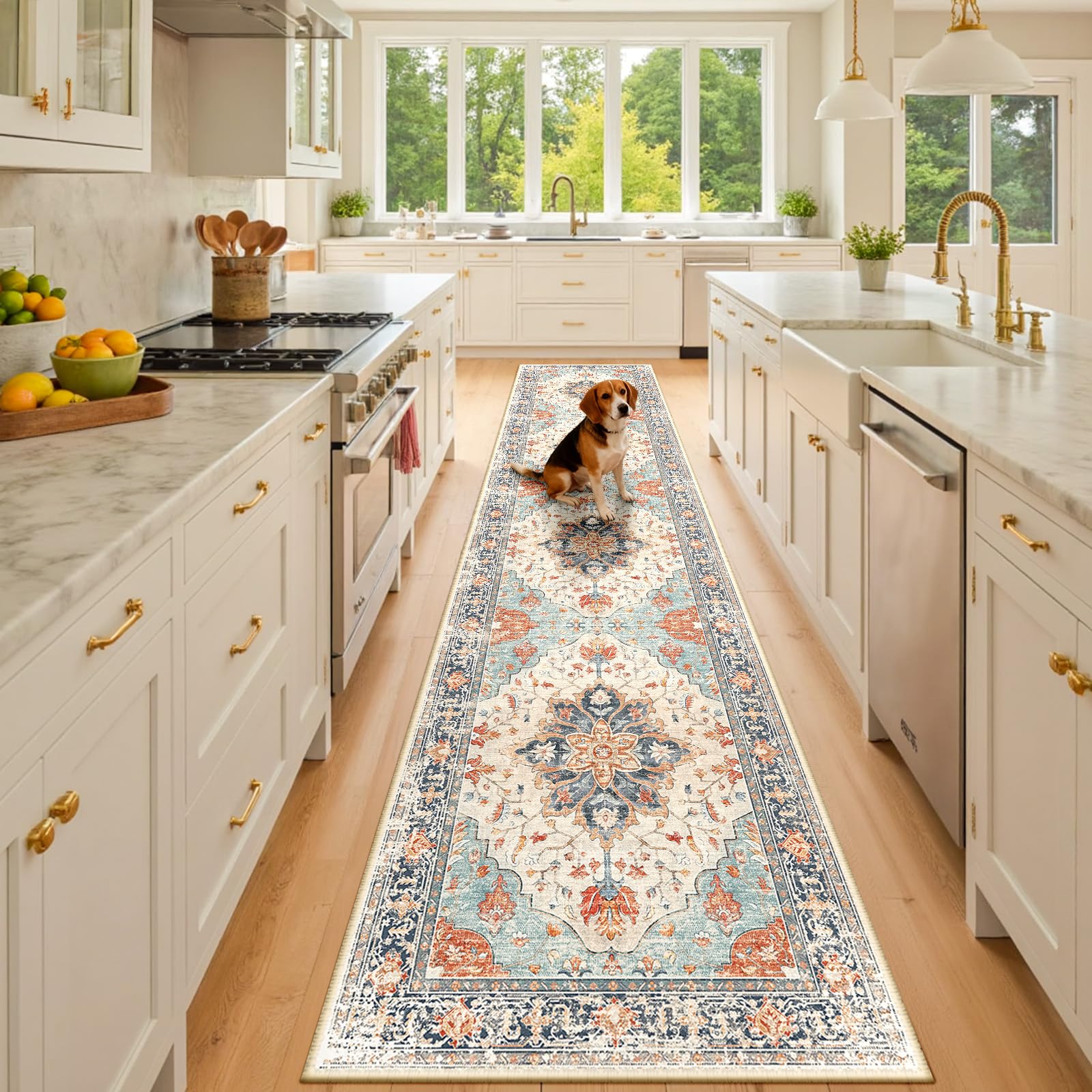 RELEANY Washable Floral Area Rug