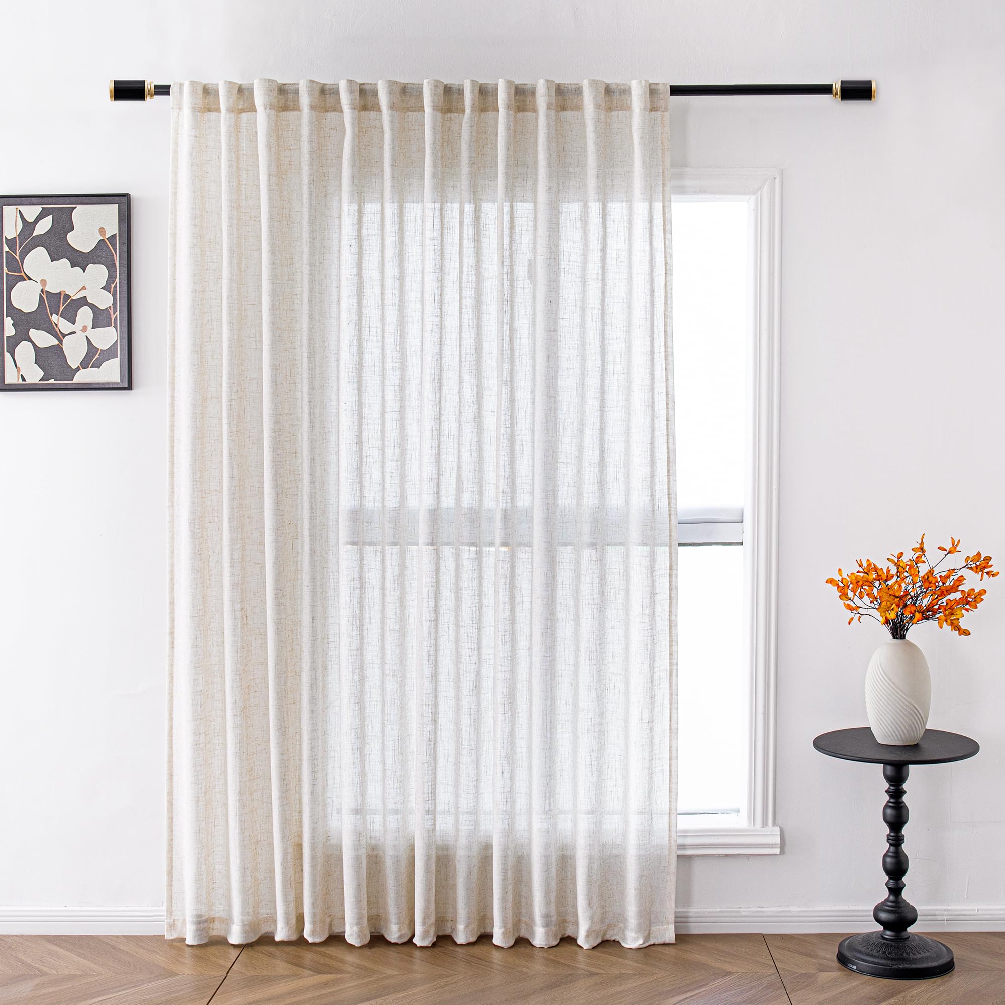MYSKY HOME Semi Sheer Boho Curtains