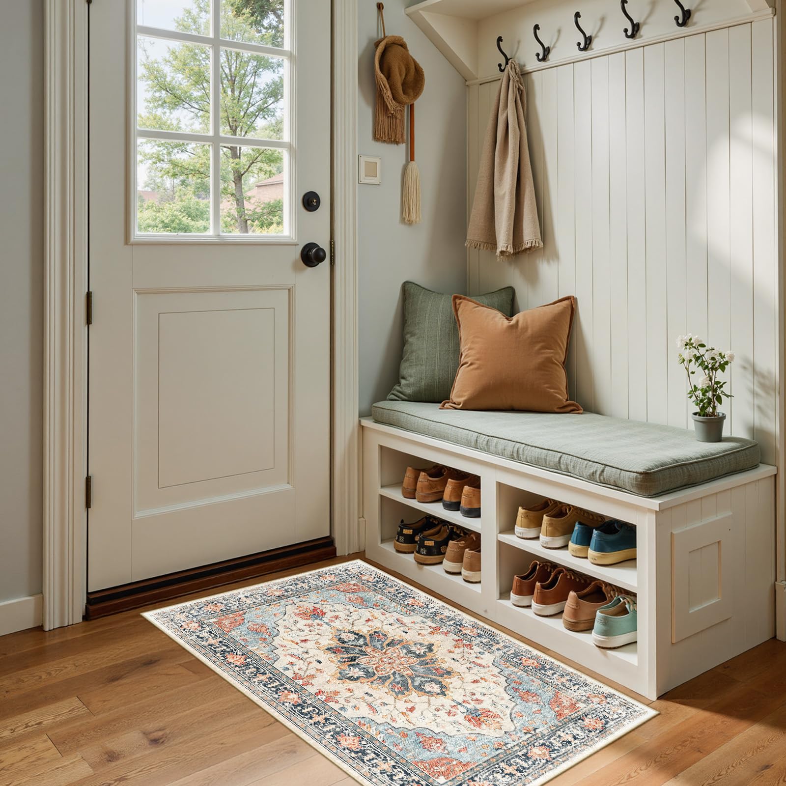 RELEANY Washable Floral Area Rug
