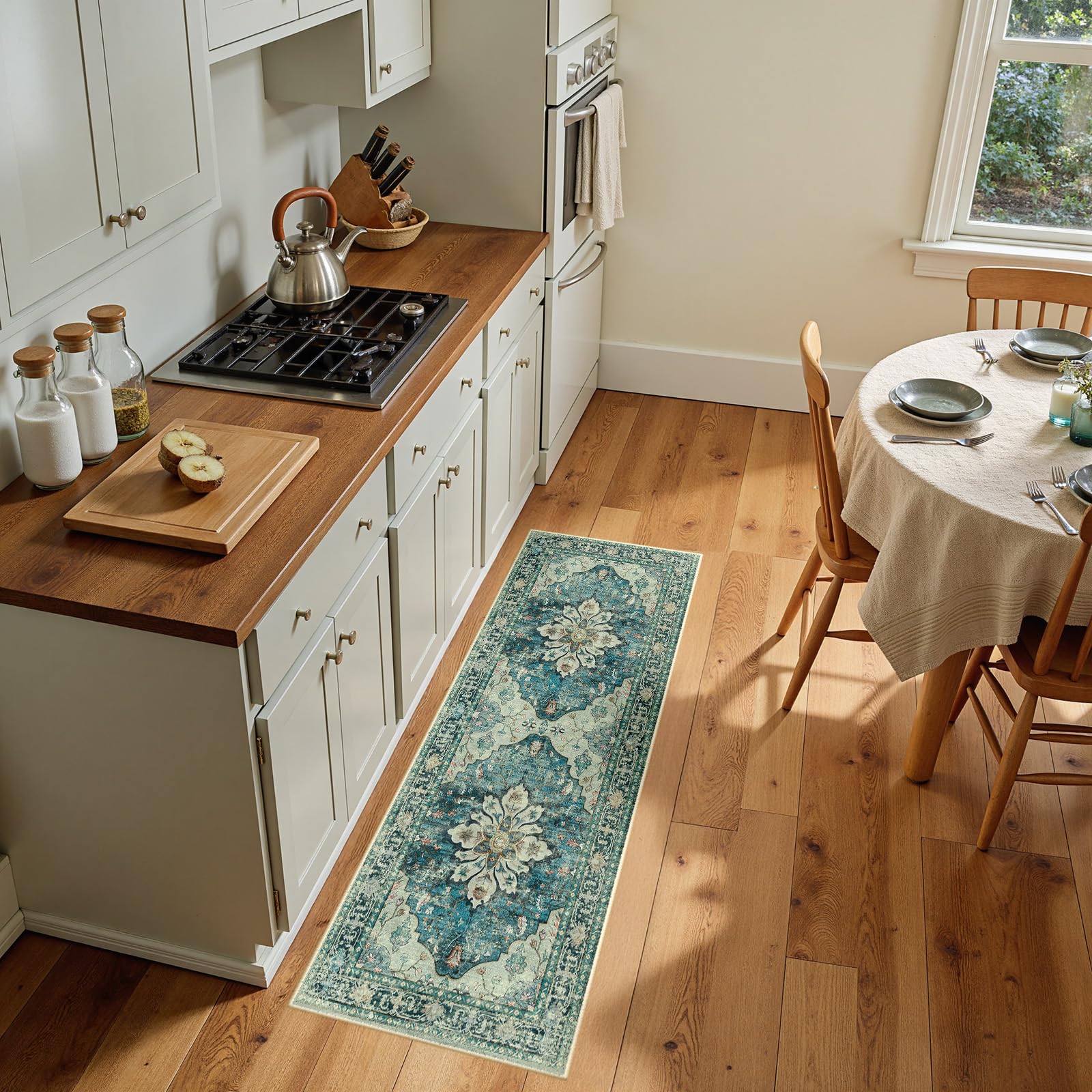 RELEANY Washable Floral Area Rug