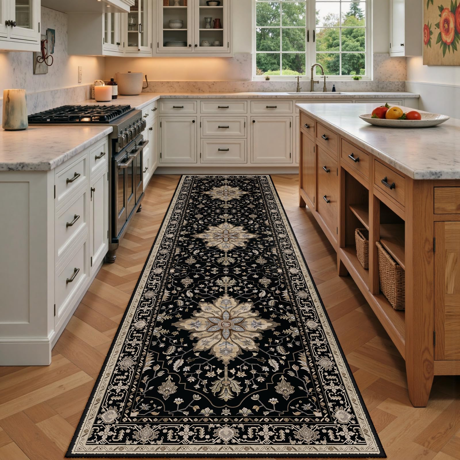 RELEANY Washable Floral Area Rug