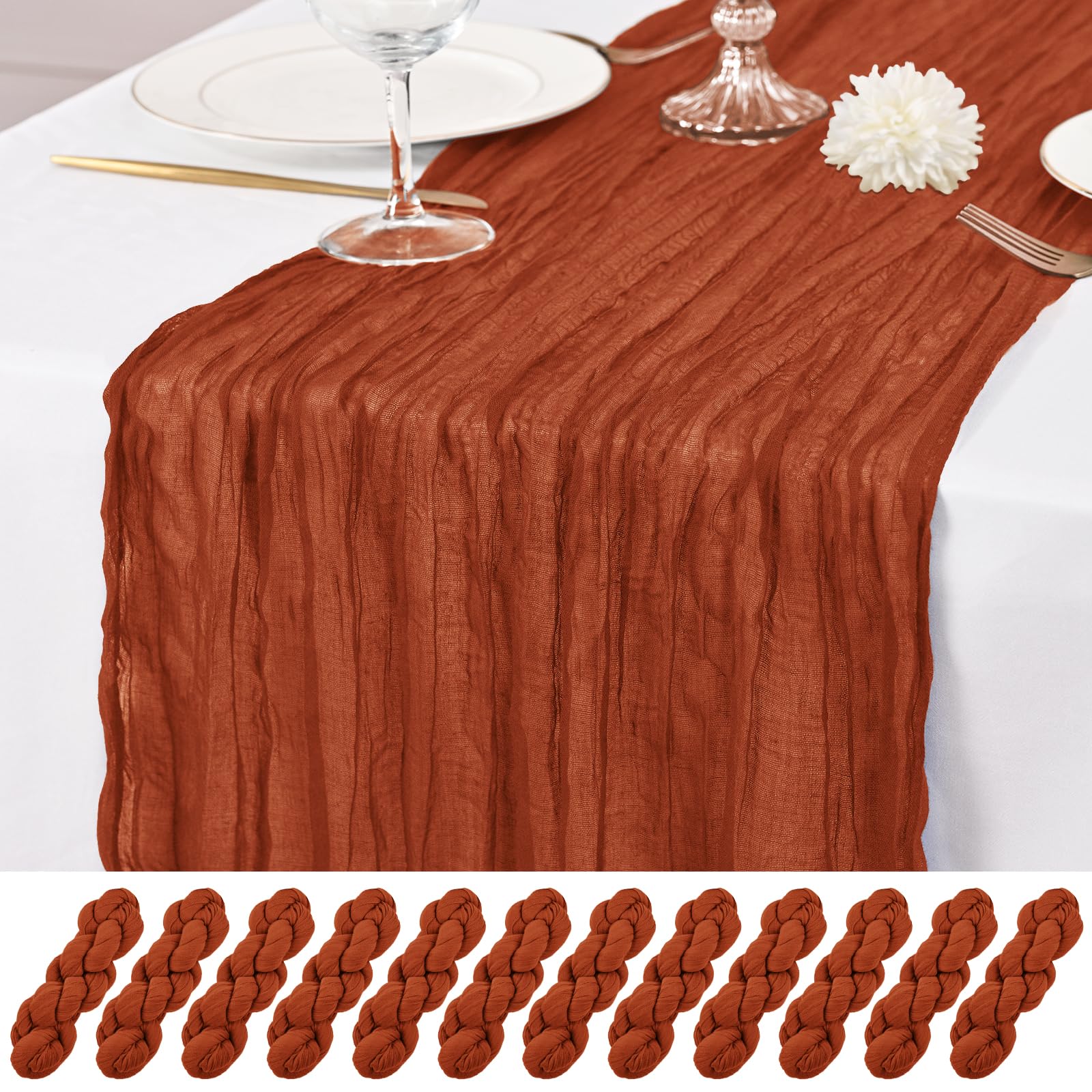 Rustic Gauze Cheesecloth Table Runner - Romantic Sheer Fabric