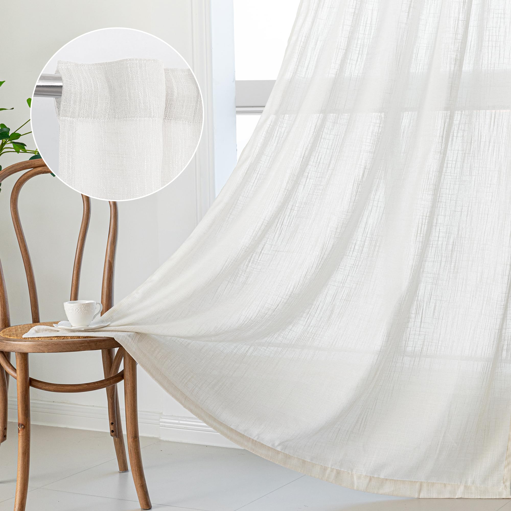 MYSKY HOME Semi Sheer Boho Curtains
