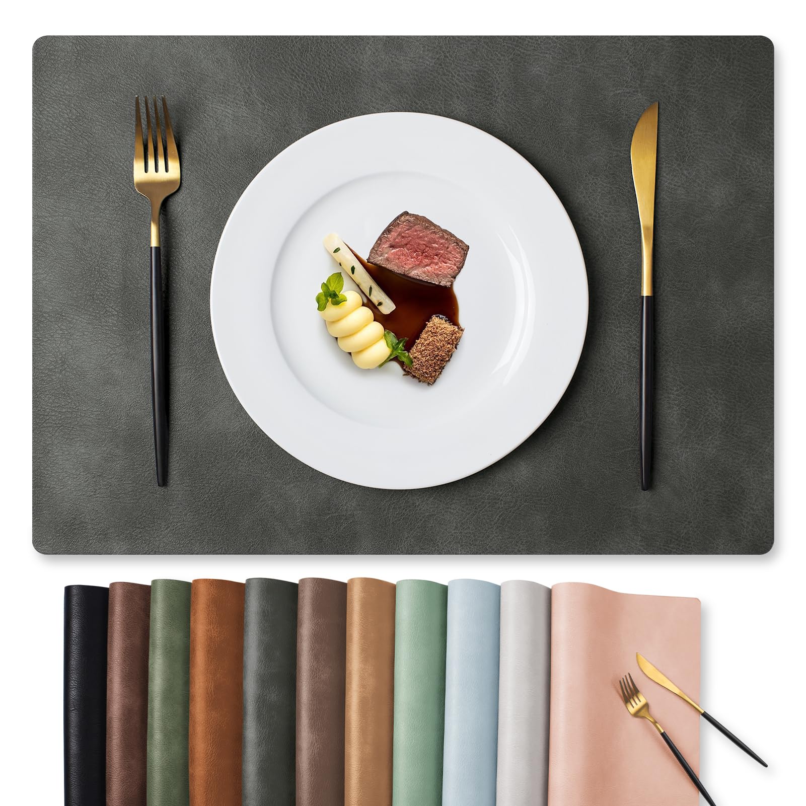 MOSAYT Faux Leather Placemats Set