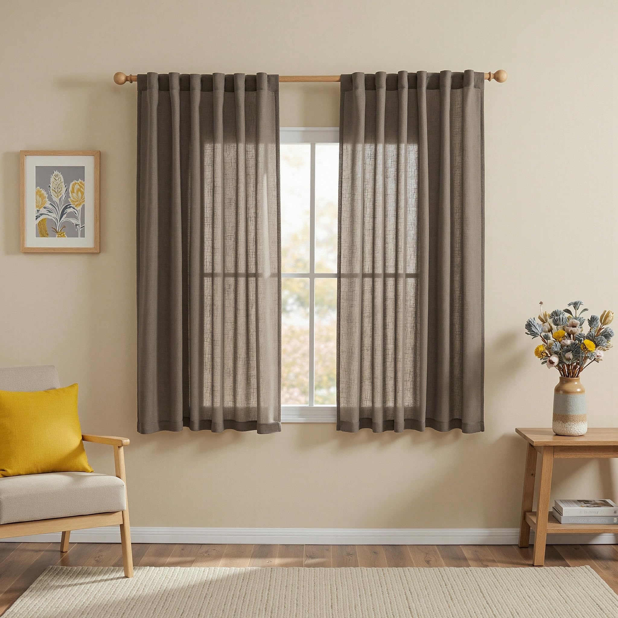MYSKY HOME Semi Sheer Boho Curtains