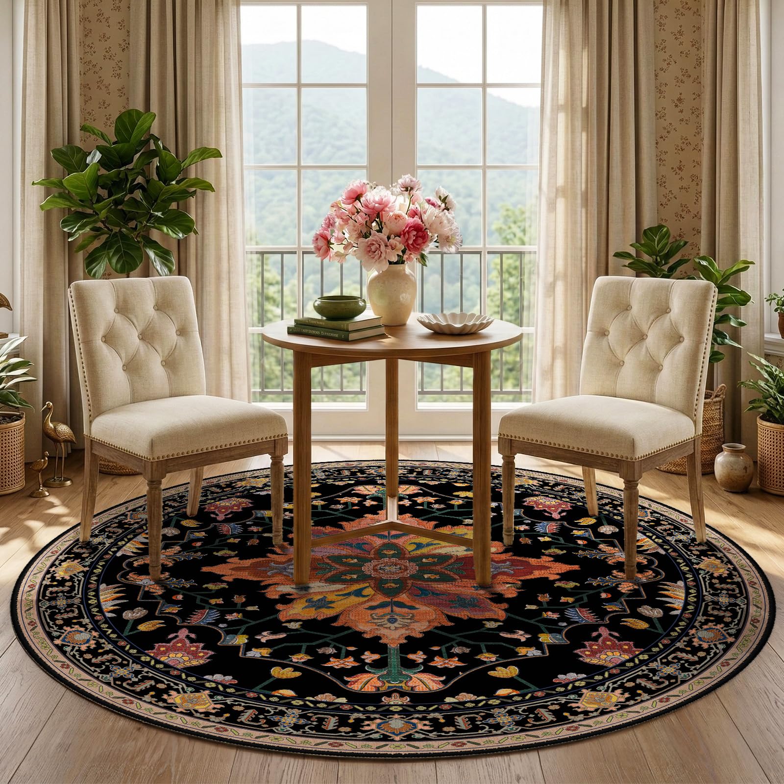 RELEANY Washable Floral Area Rug