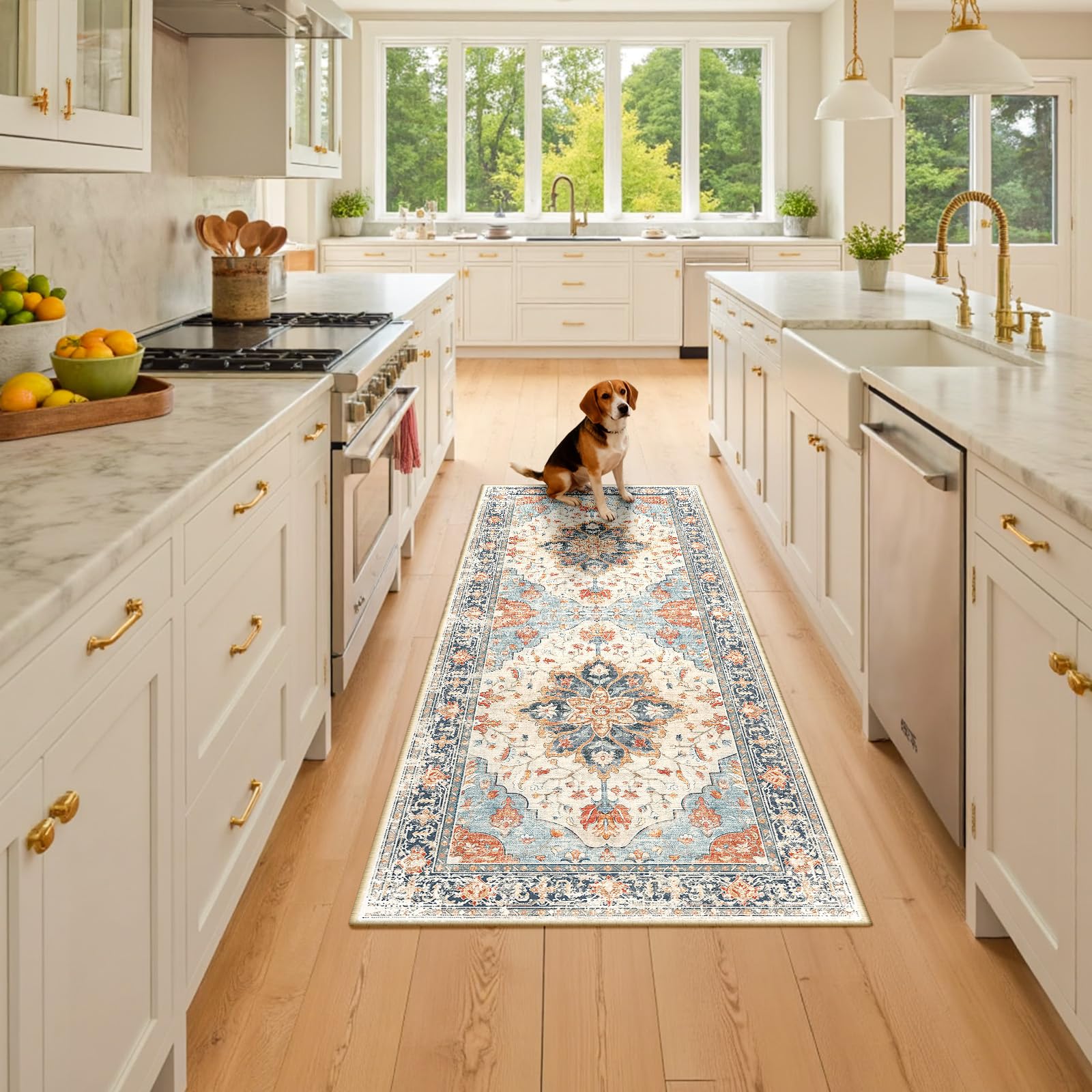 RELEANY Washable Floral Area Rug