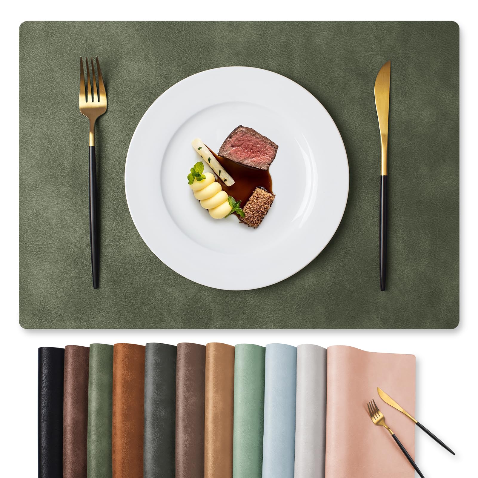 MOSAYT Faux Leather Placemats Set