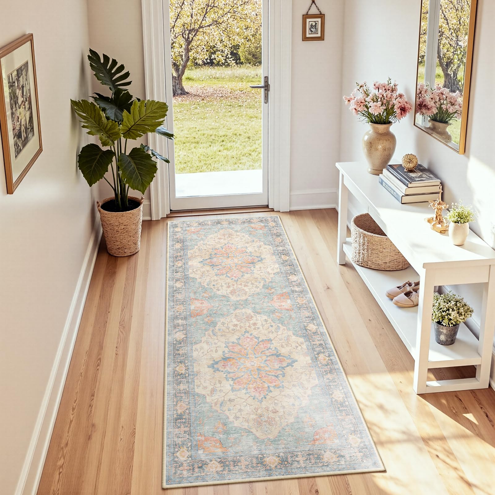 RELEANY Washable Floral Area Rug