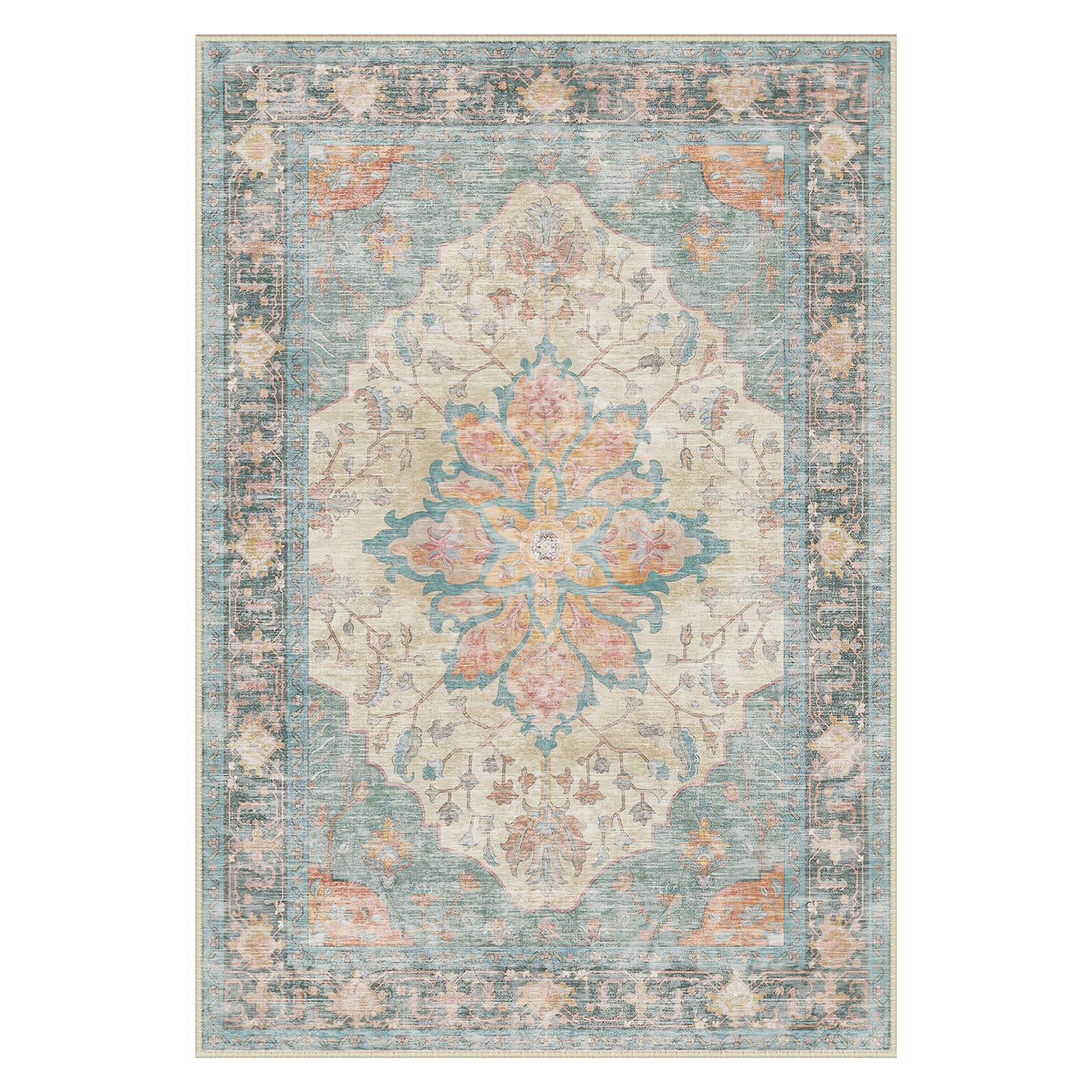 RELEANY Washable Floral Area Rug