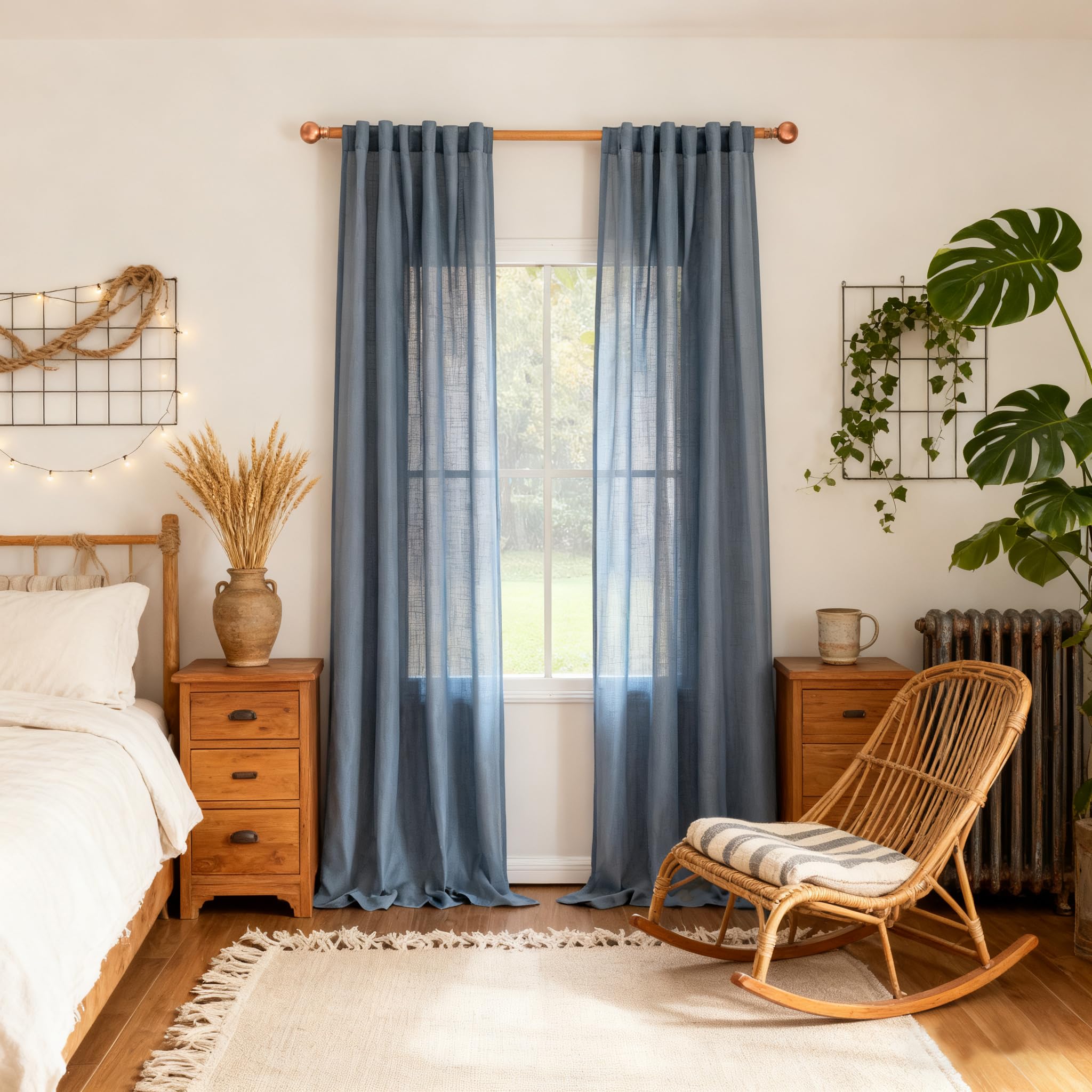 MYSKY HOME Semi Sheer Boho Curtains