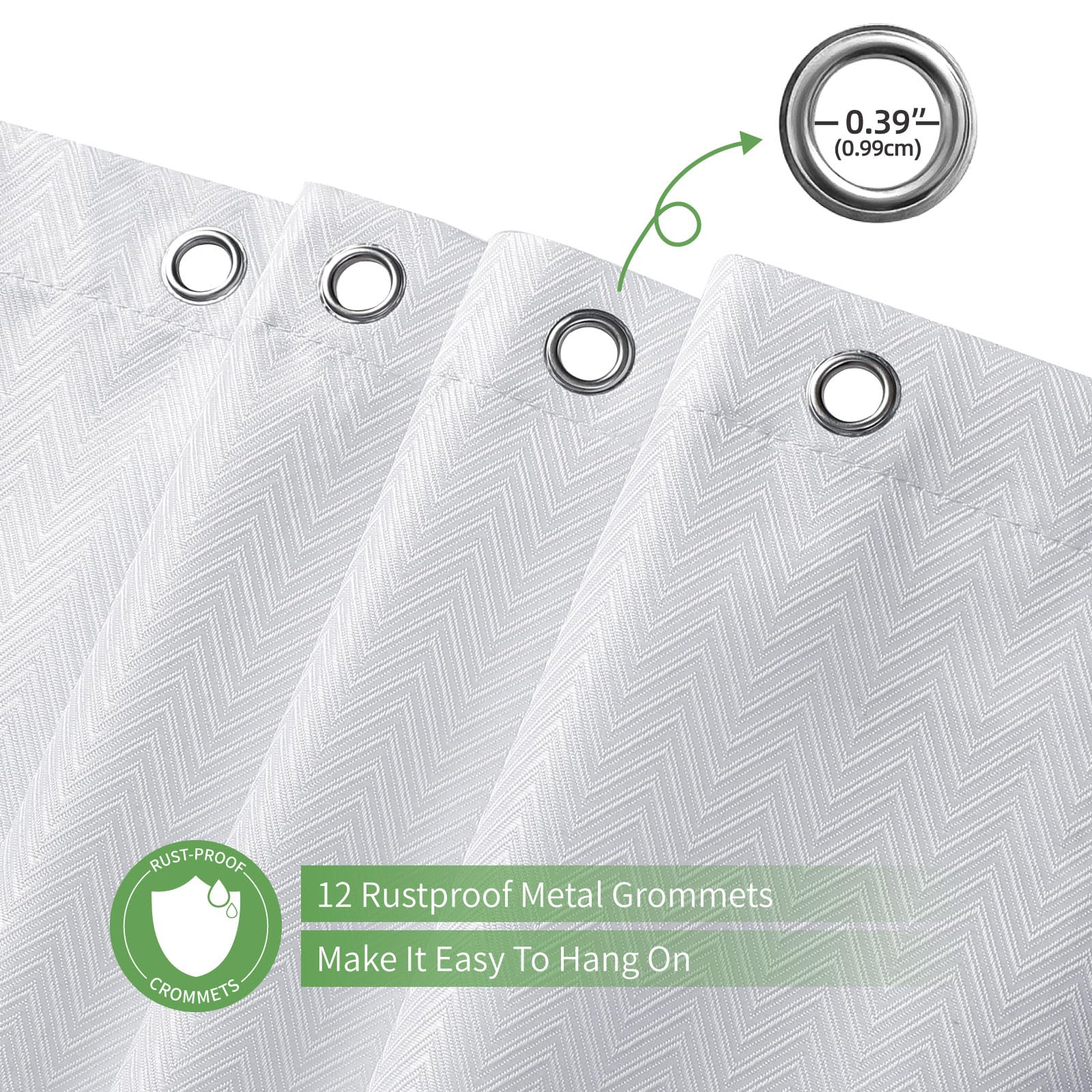 eachope Waterproof Fabric Shower Curtain