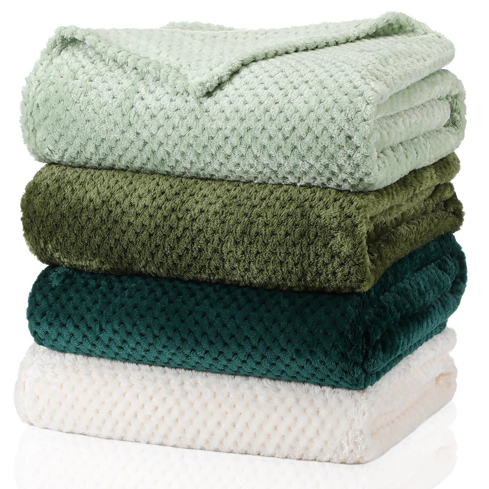 Newwiee Flannel Fleece Throw Blanket Set of 4