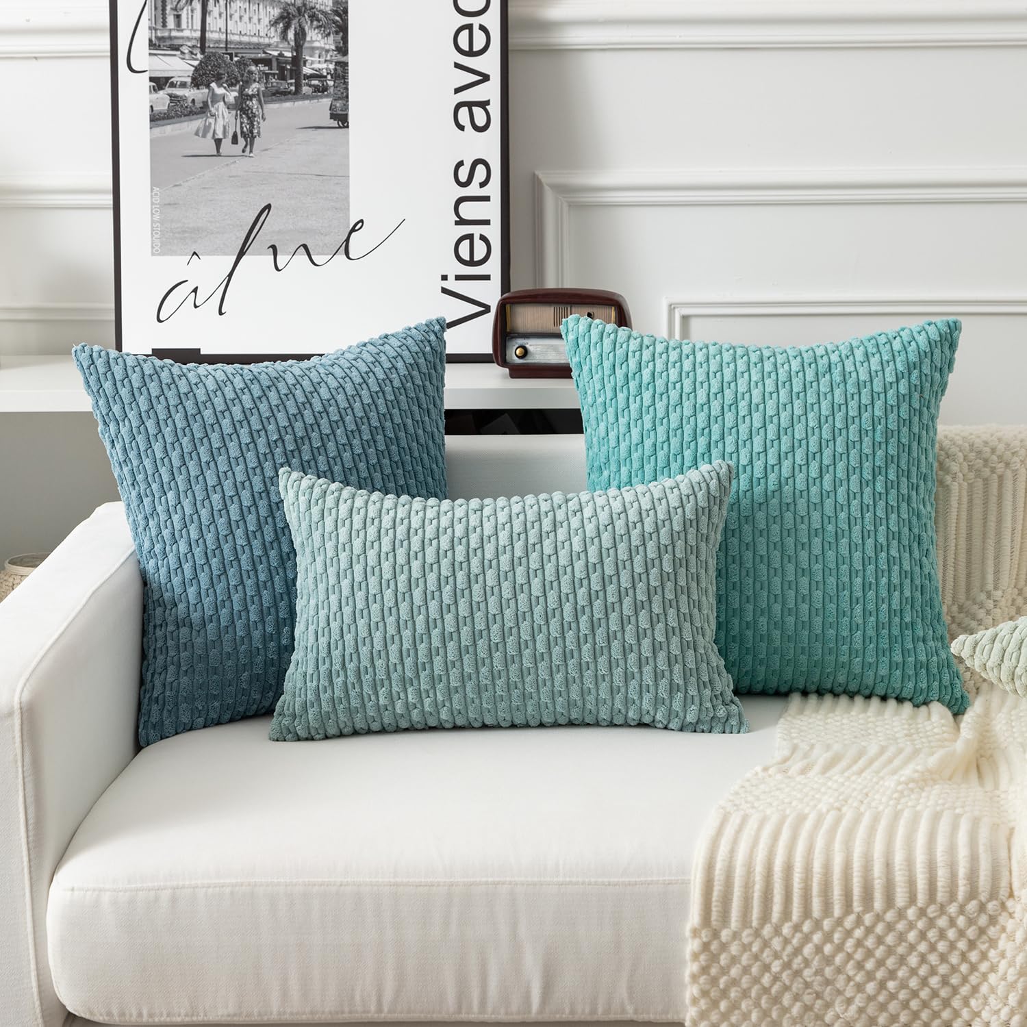 Kevin Textile Solid Decorative Boho Striped Corduroy Throw Pillow Covers